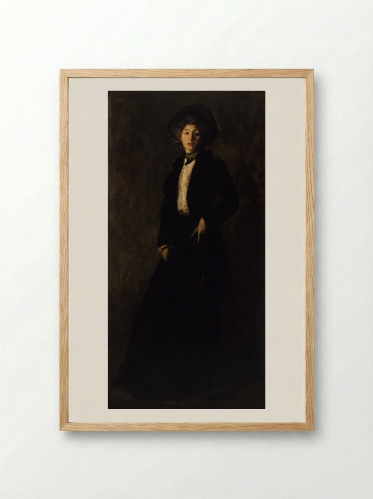 Young Woman in Black - Robert Henri - Framed Print Wood