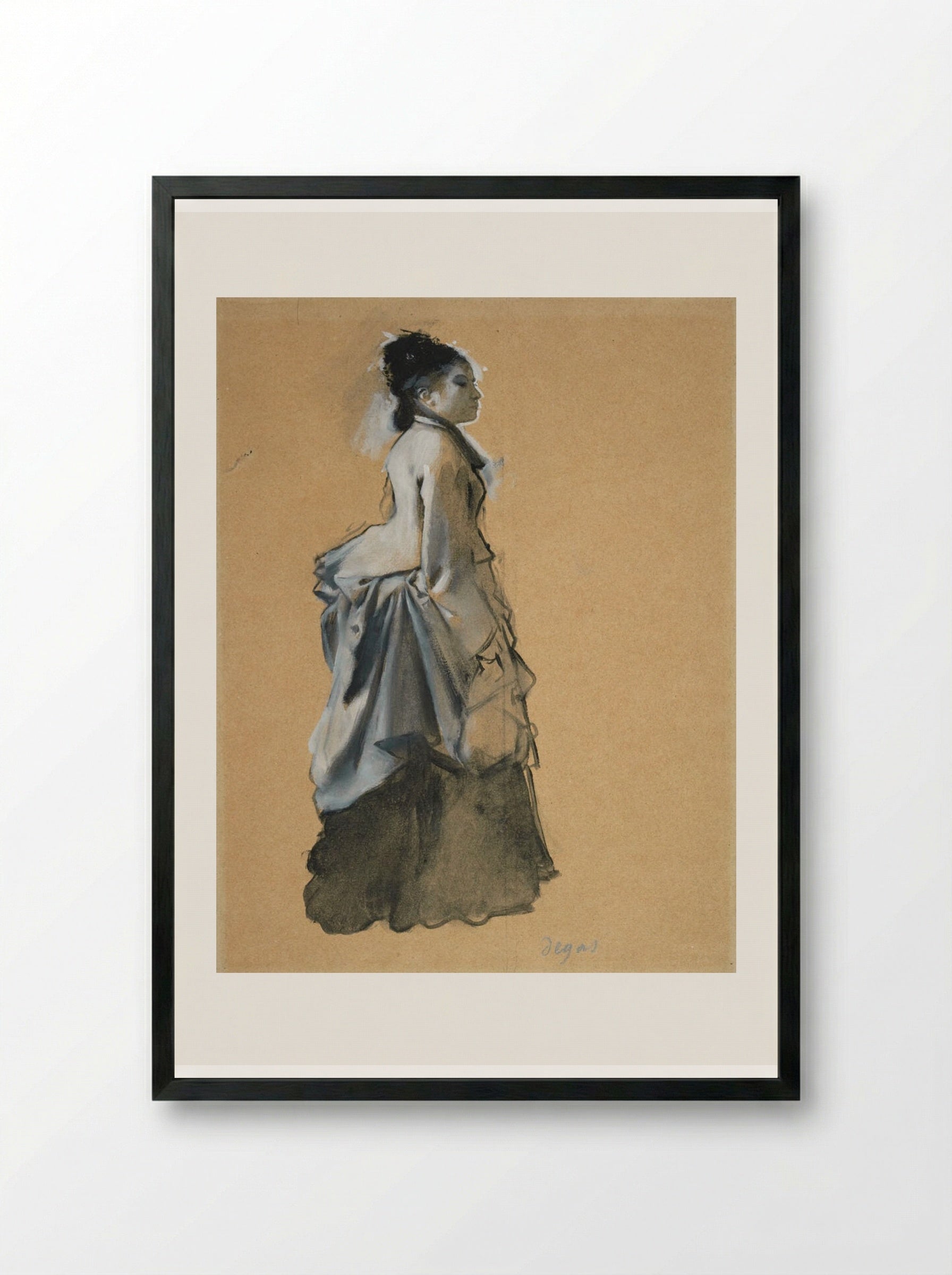 Young Woman in Street Costume - Hilaire-Germain-Edgar Degas - Framed Print Black