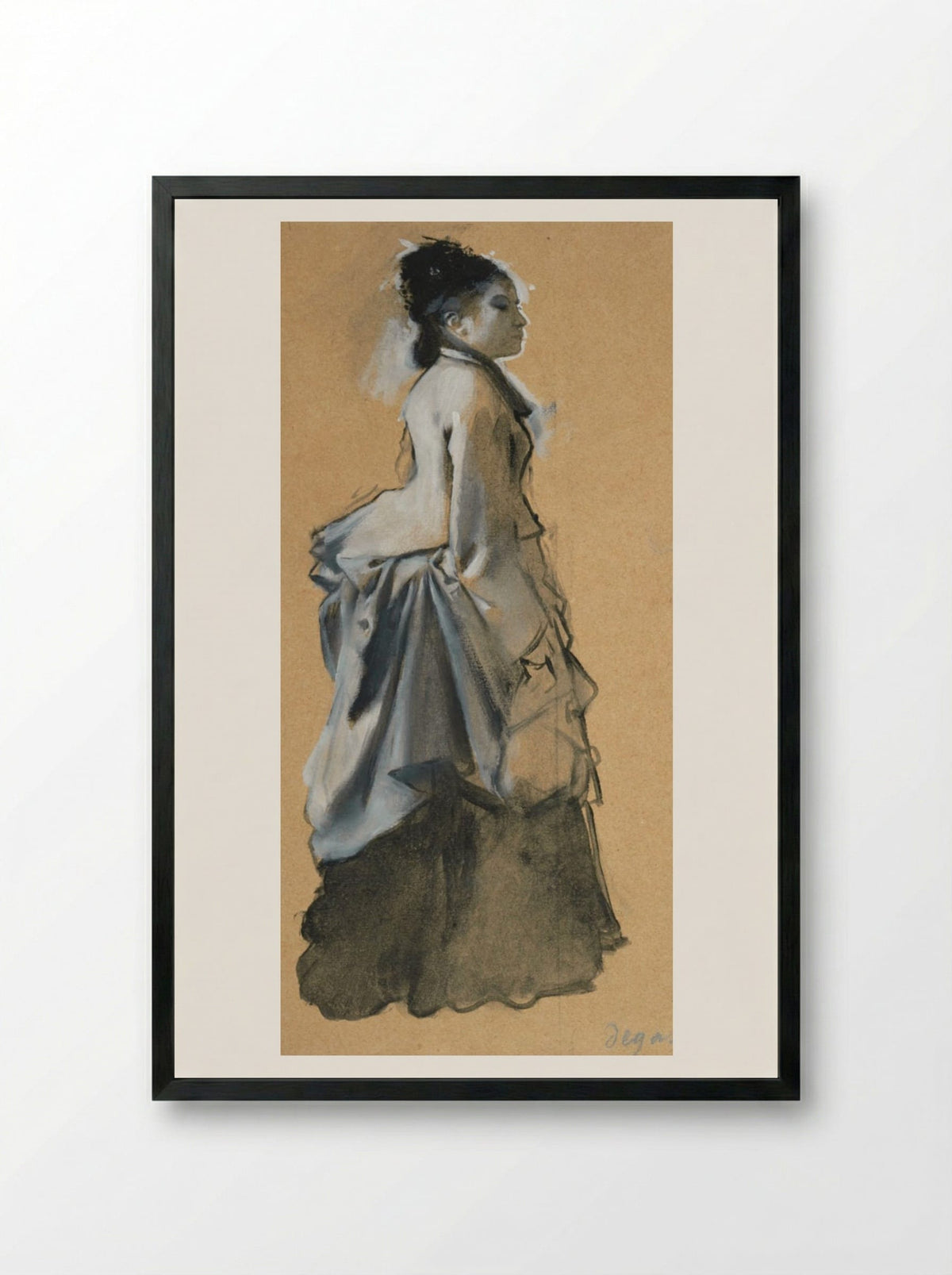 Young Woman in Street Costume - Hilaire-Germain-Edgar Degas - Framed Print Black