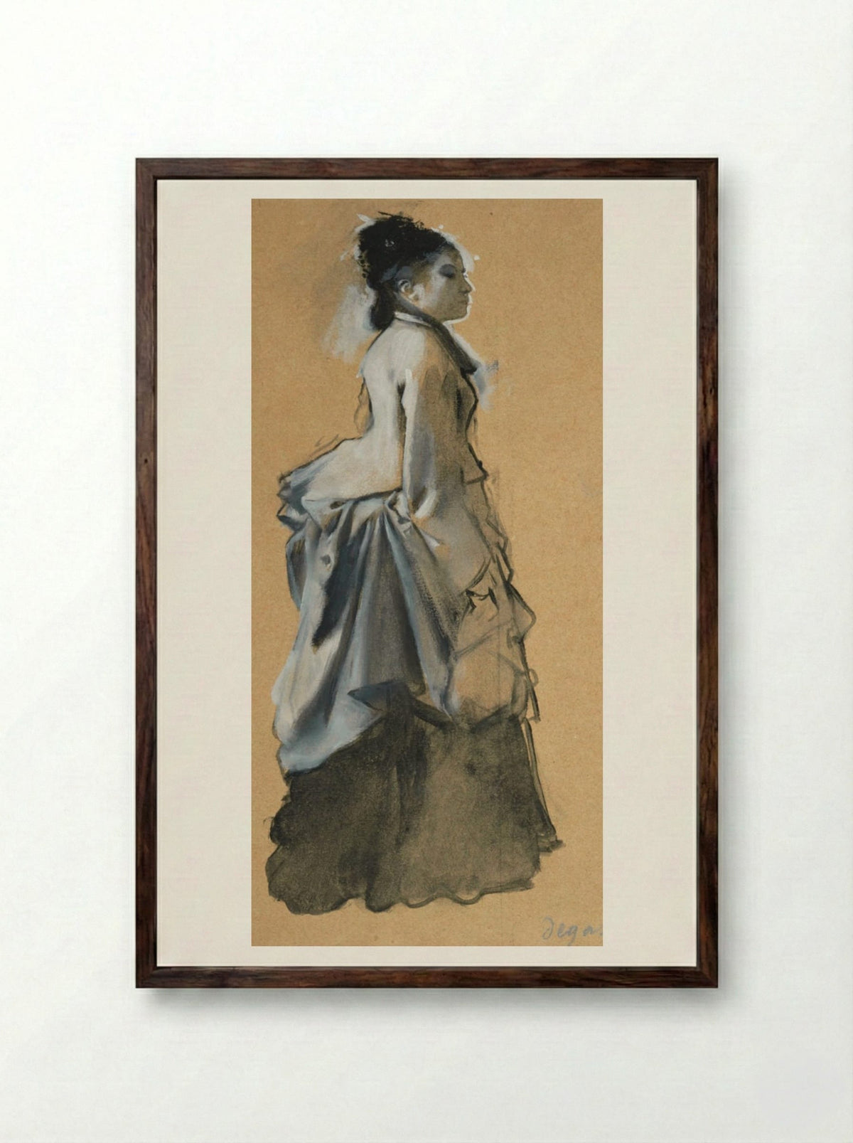 Young Woman in Street Costume - Hilaire-Germain-Edgar Degas - Framed Print Dark Wood