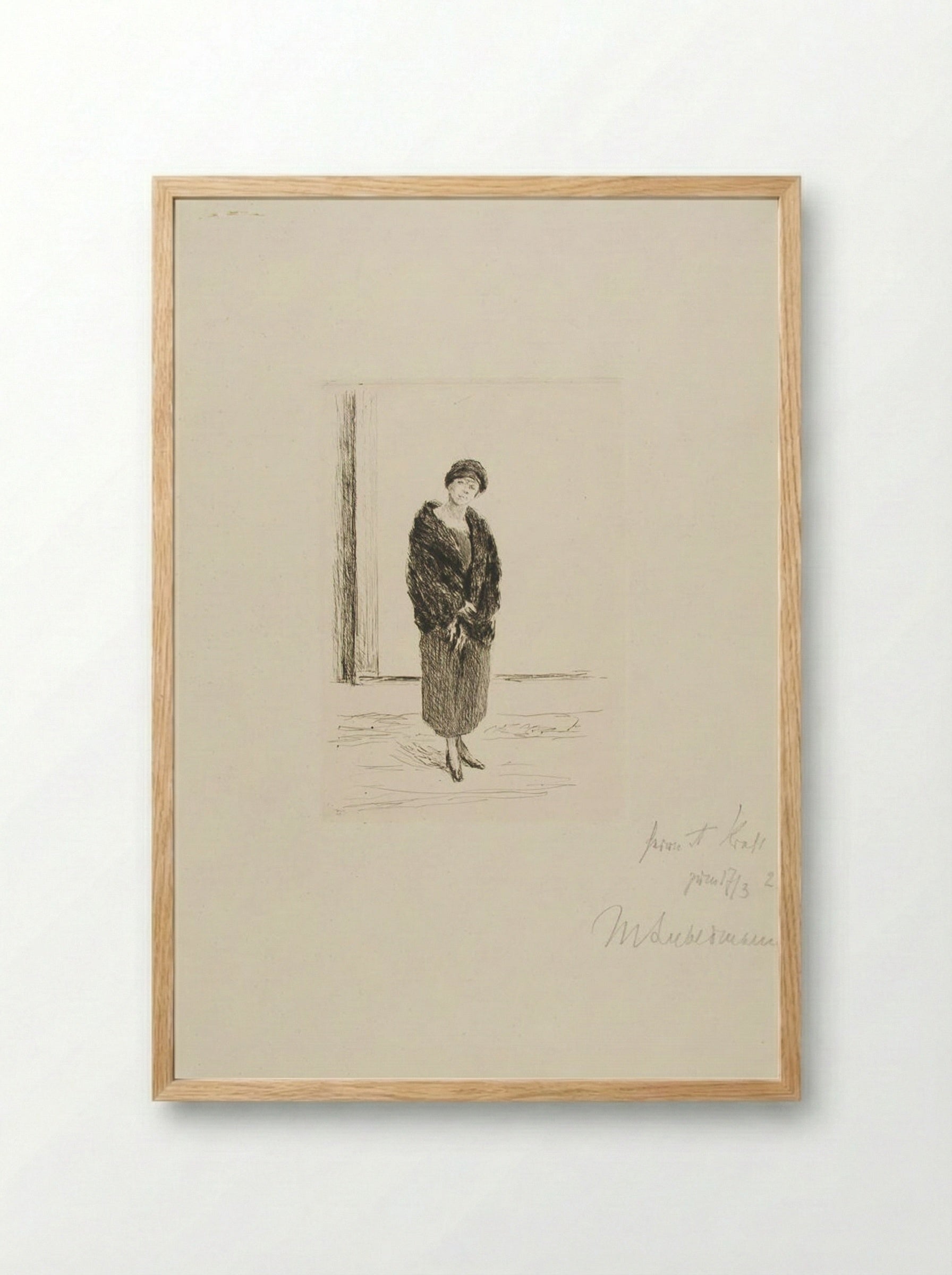 Young Woman in a Fur Coat - Max Liebermann - Framed Print Wood