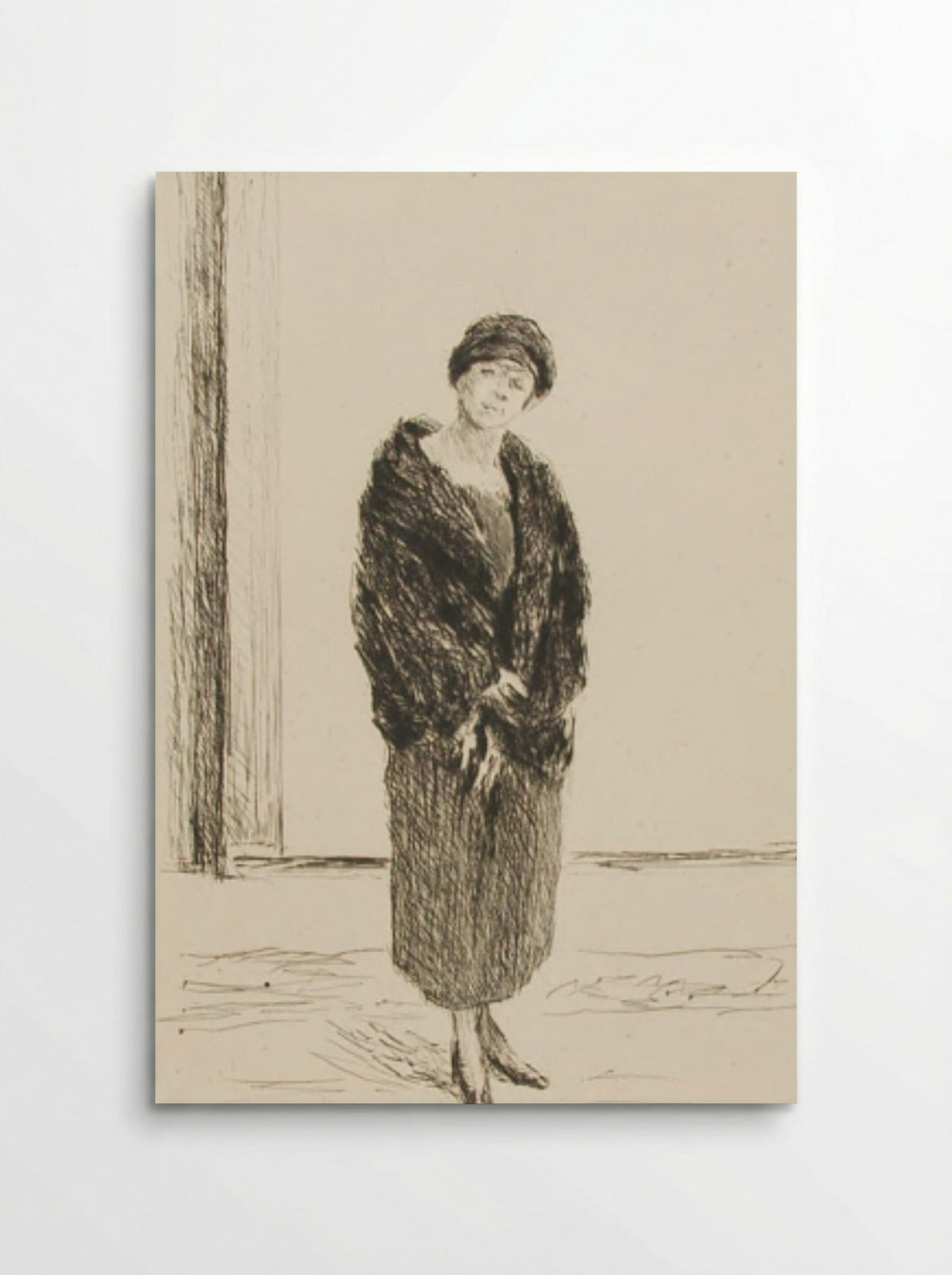 Young Woman in a Fur Coat - Max Liebermann - Poster