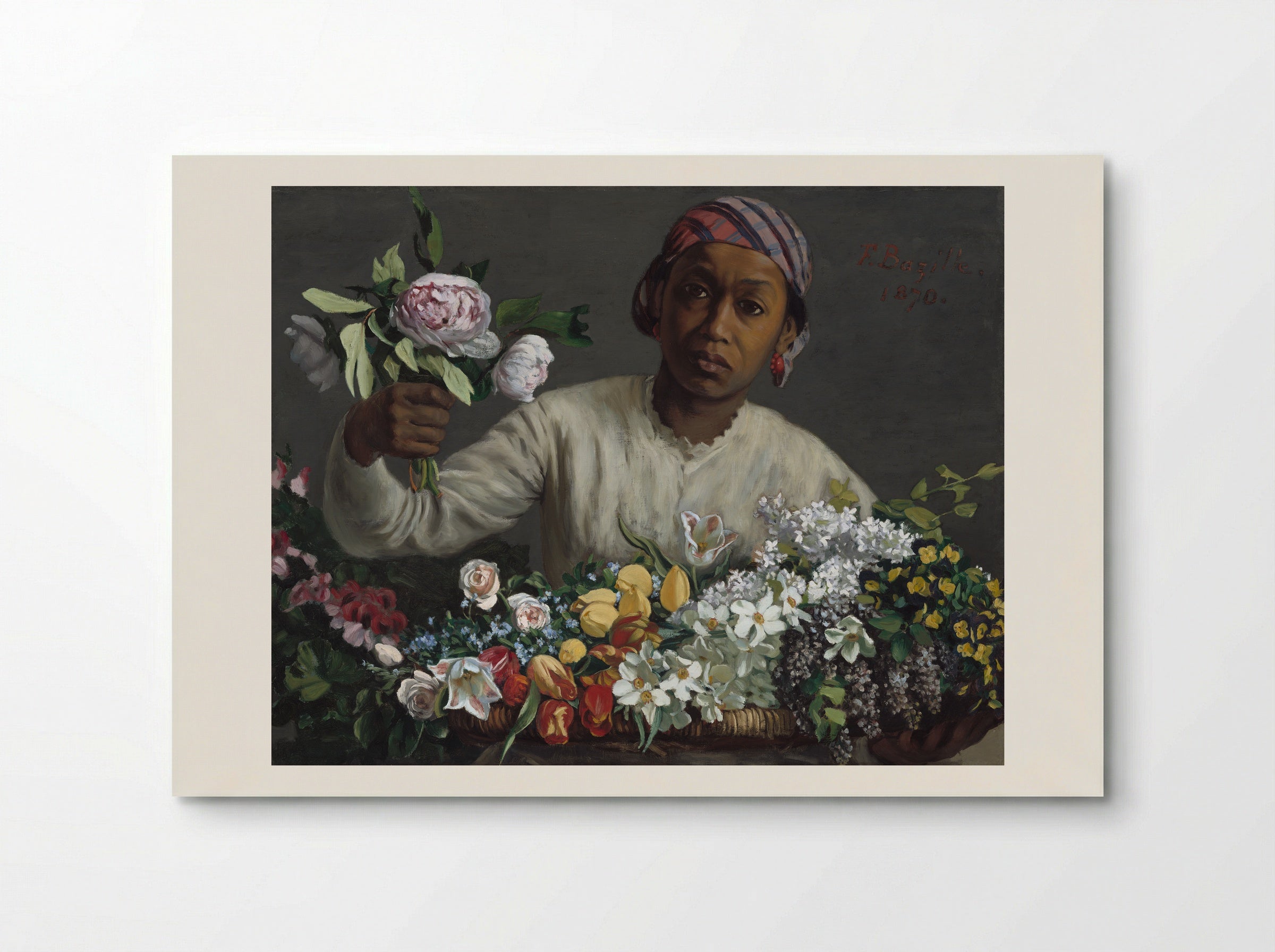 Young Woman with Peonies - Frederic Bazille - Poster