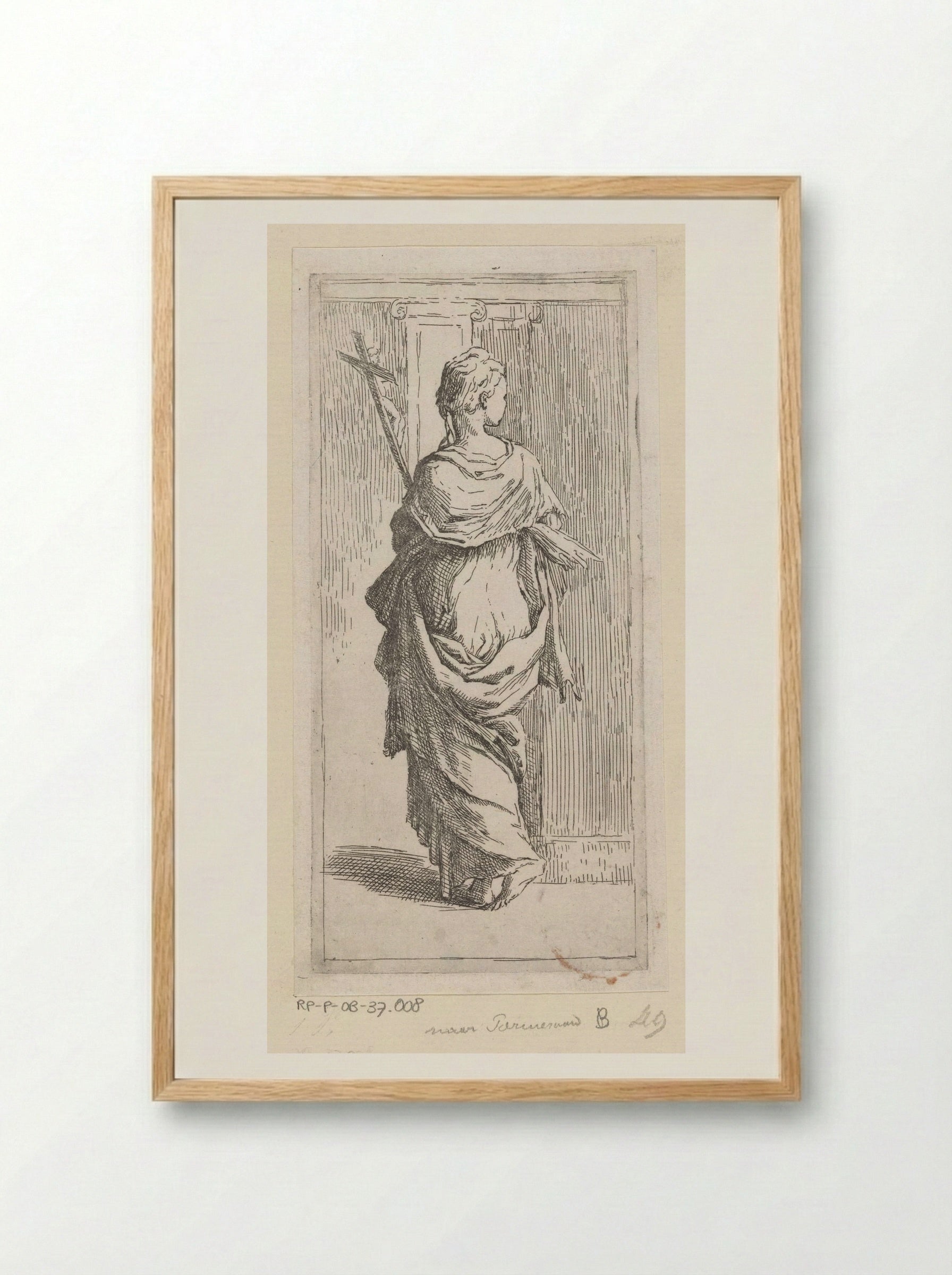 Young Woman with a Crucifix, Seen from Behind - Guido Reni - Framed Print Wood