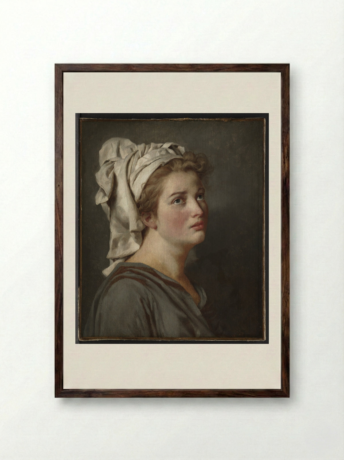 Young Woman with a Turban - Jacques-Louis David - Framed Print Dark Wood