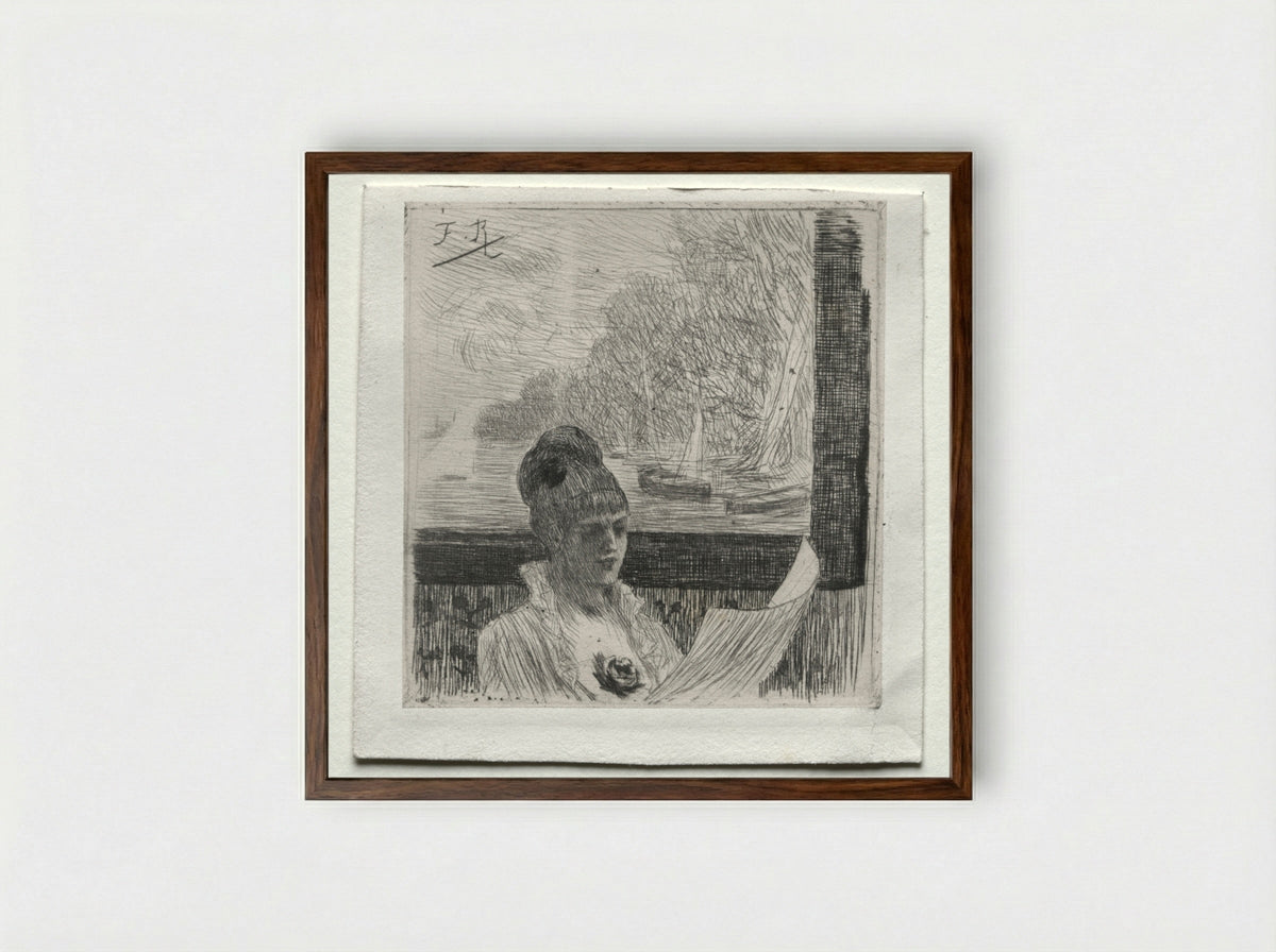 Young Woman - Félicien Rops - Framed Print Dark Wood
