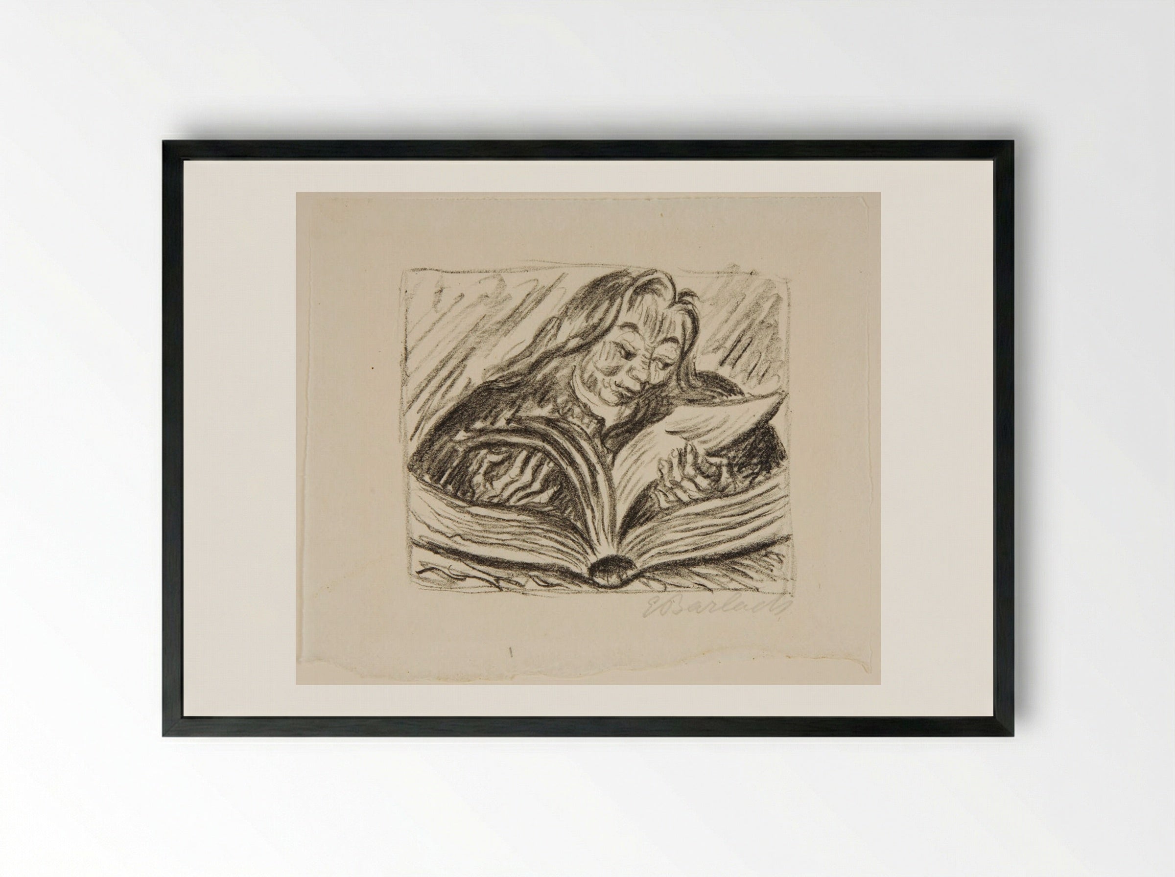 Youth Reading - Ernst Barlach - Framed Print Black