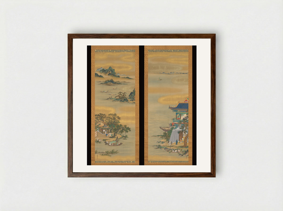 Yueyang Pavilion - Kanō Isen'in Naganobu - Framed Print Dark Wood