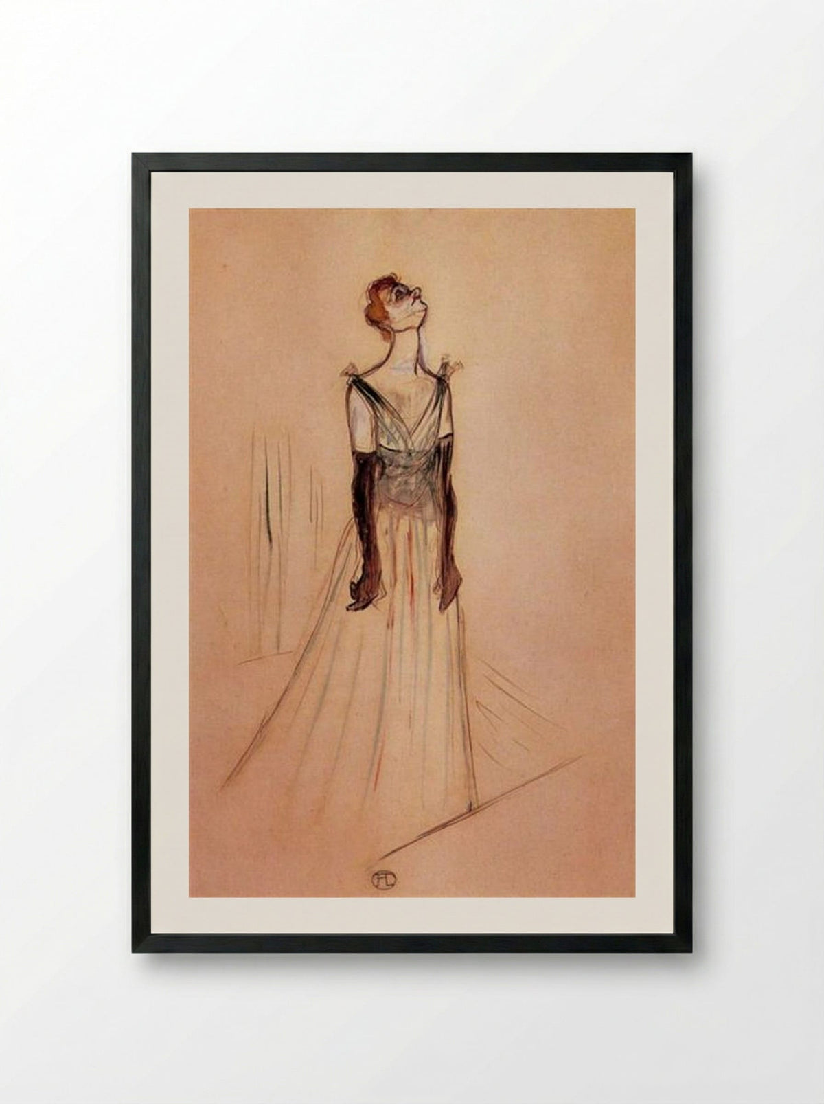 Yvette Guilbert: Linger Longer Loo - Henri de Toulouse-Lautrec - Framed Print Black