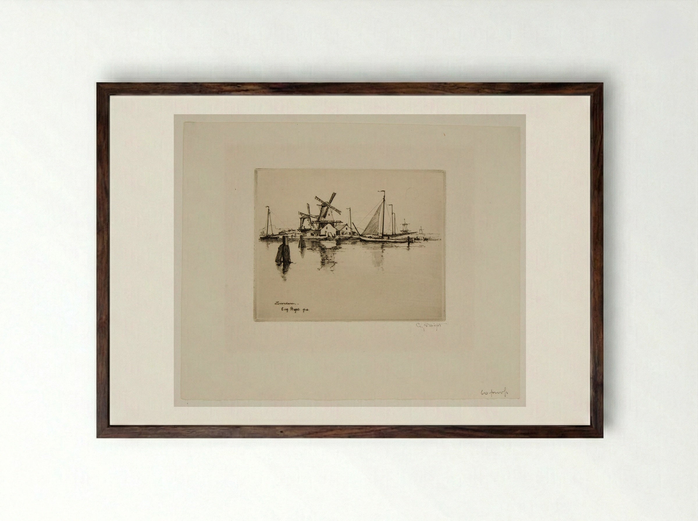Zaandam - Eugène Béjot - Framed Print Dark Wood