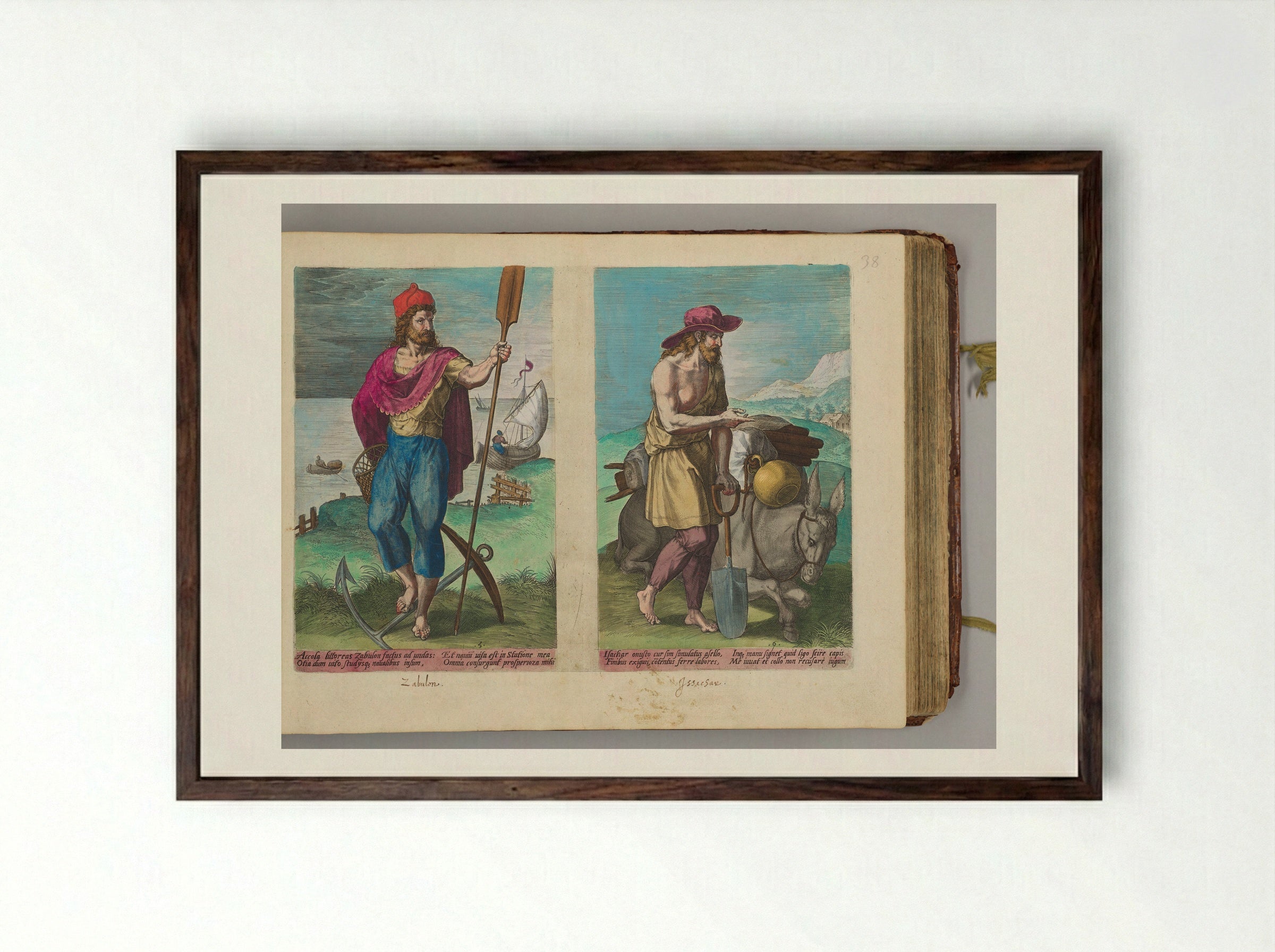 Zabulon and Issachar - Johann Sadeler I - Framed Print Dark Wood