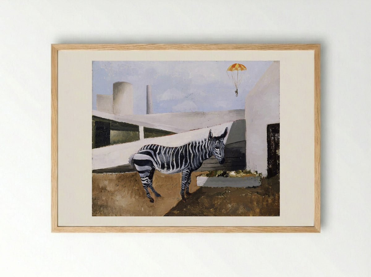 Zebra and Parachute - Christopher Wood - Framed Print Wood
