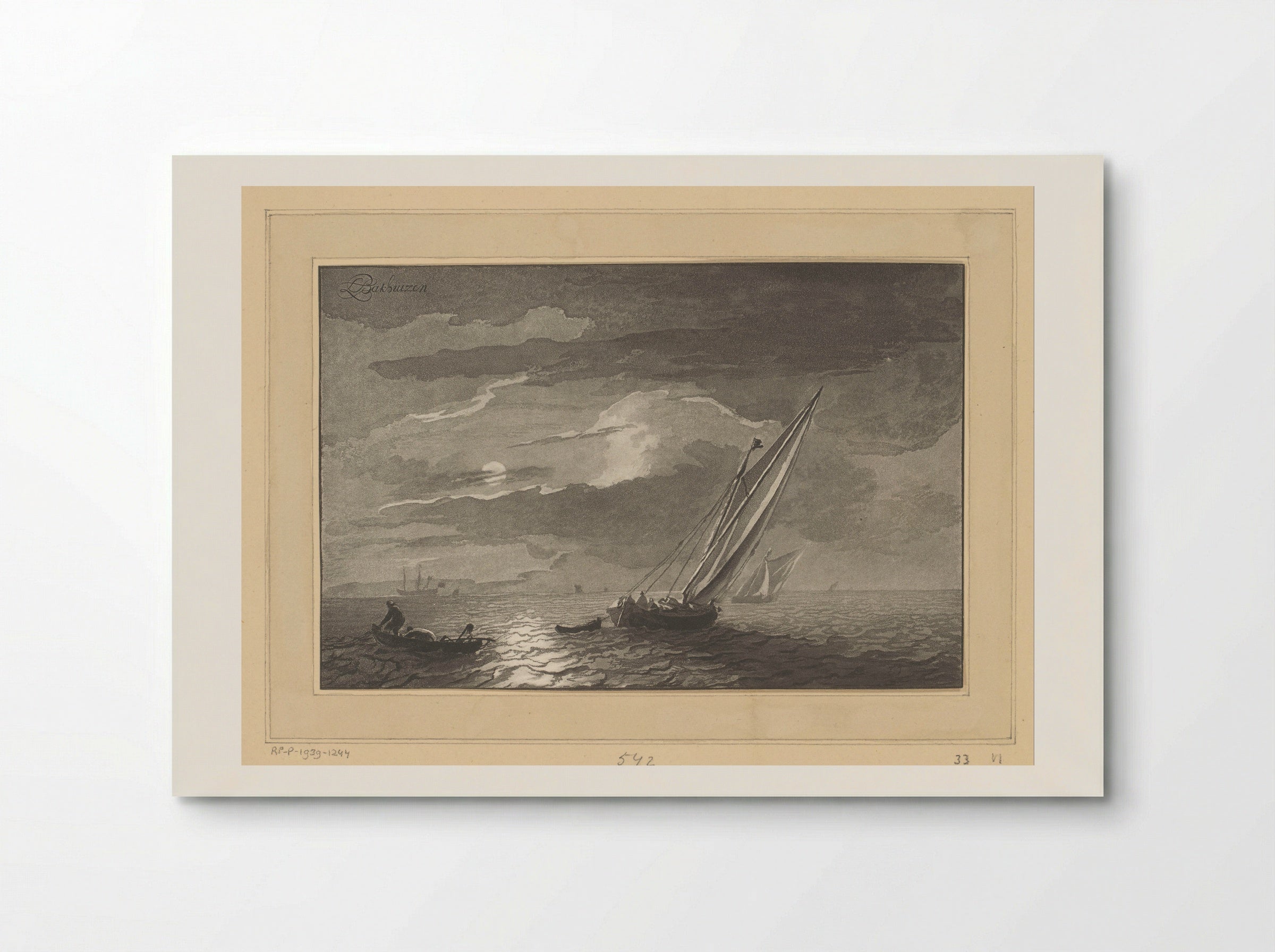 Zeegezicht met volle maan - Cornelis Brouwer - Poster
