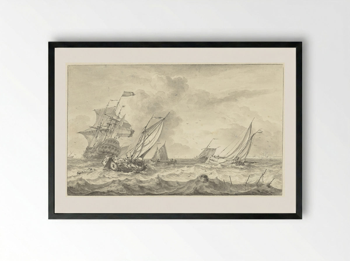 Zeegezicht - Hendrik Rietschoof - Framed Print Black