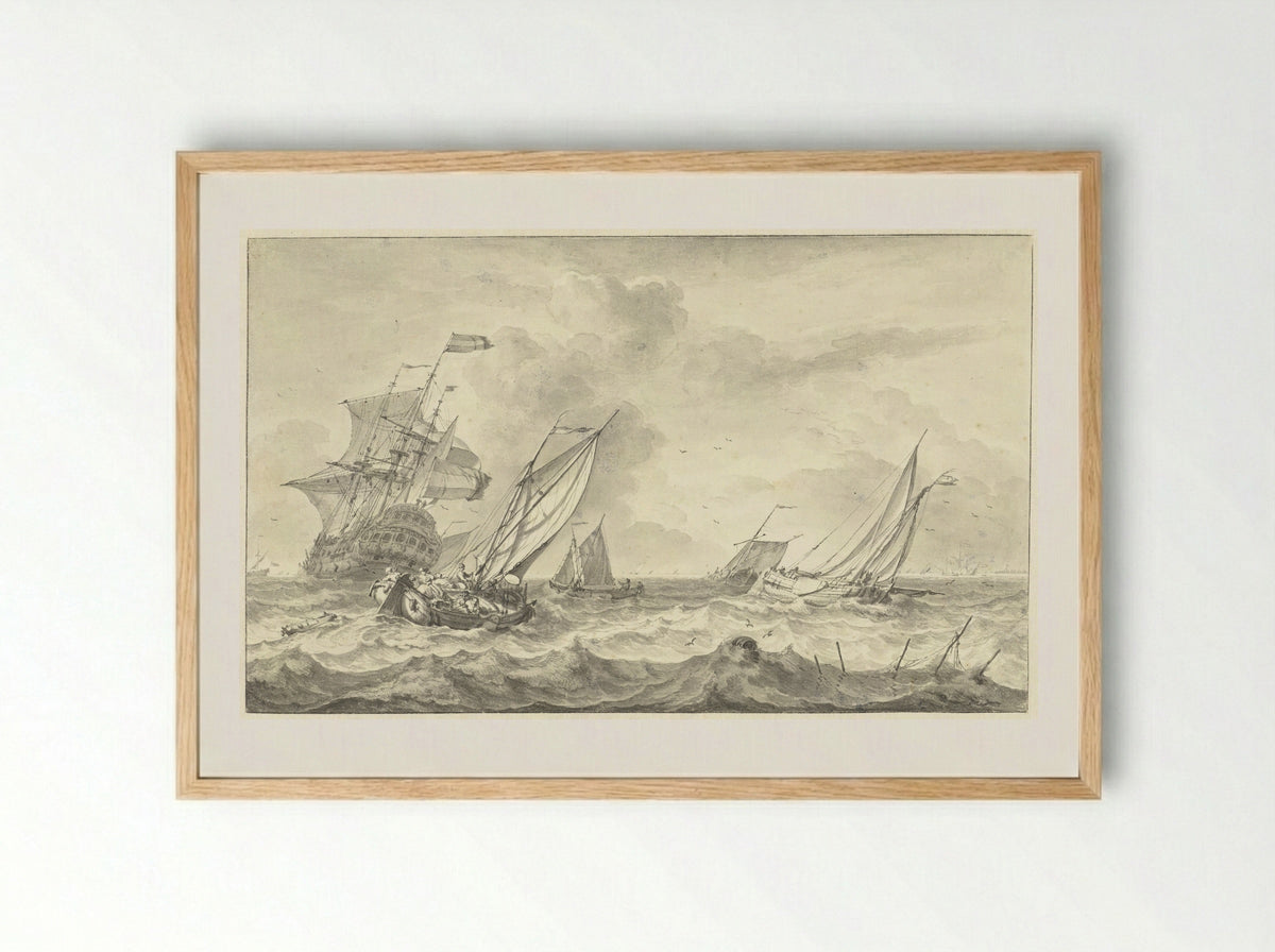 Zeegezicht - Hendrik Rietschoof - Framed Print Wood