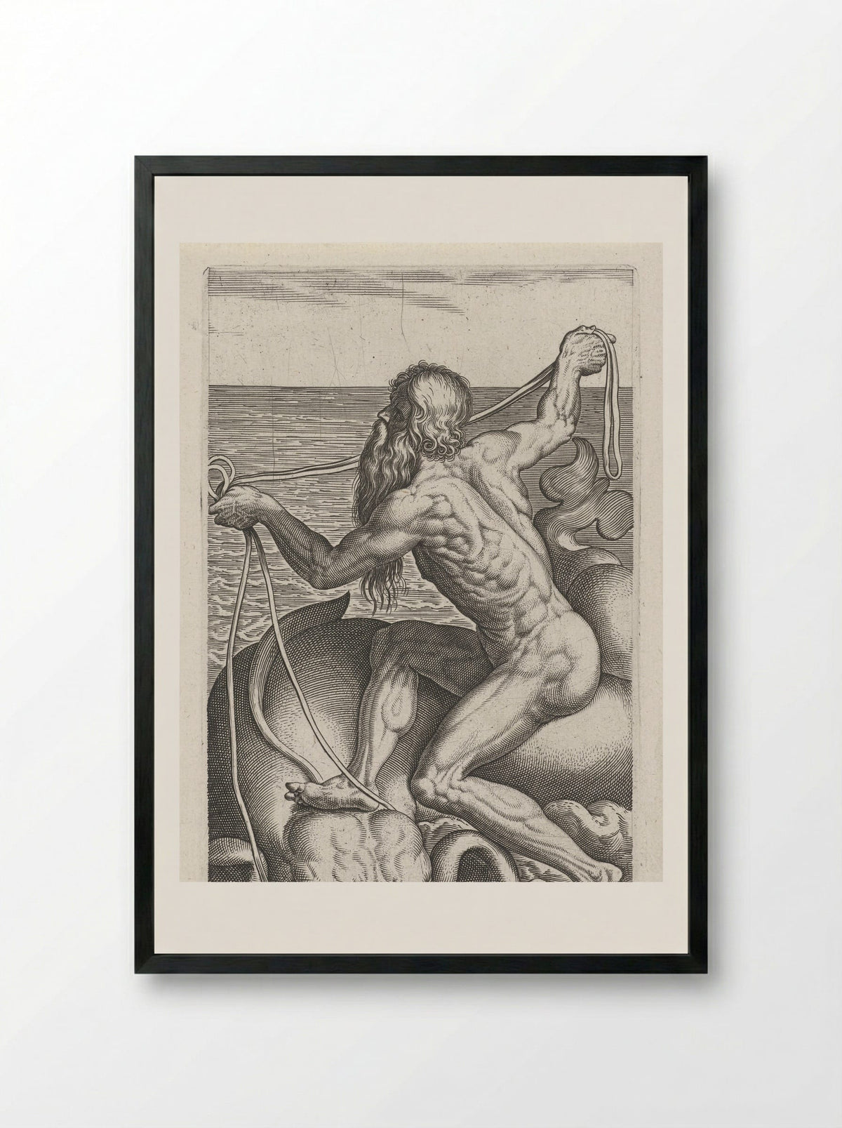 Zeegod Oceanus - Philips Galle - Framed Print Black