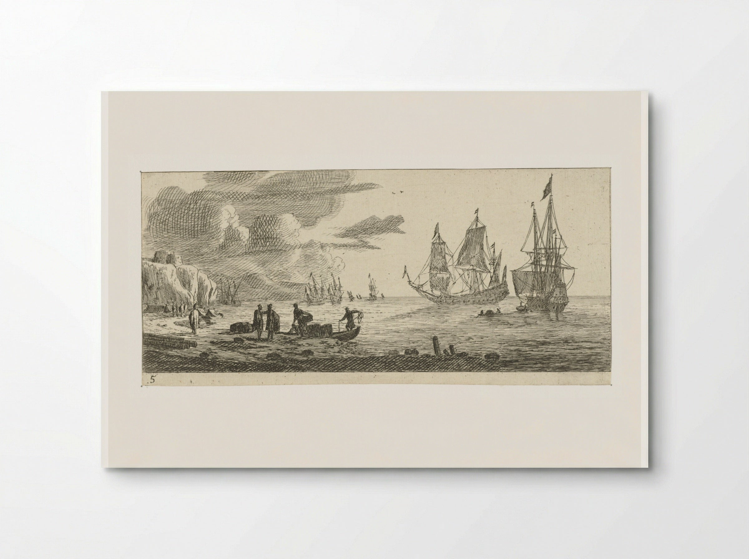 Zeehaven met twee grote zeilschepen - Reinier Nooms - Poster