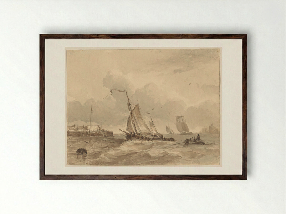Zeehaven - Antonie Waldorp - Framed Print Dark Wood