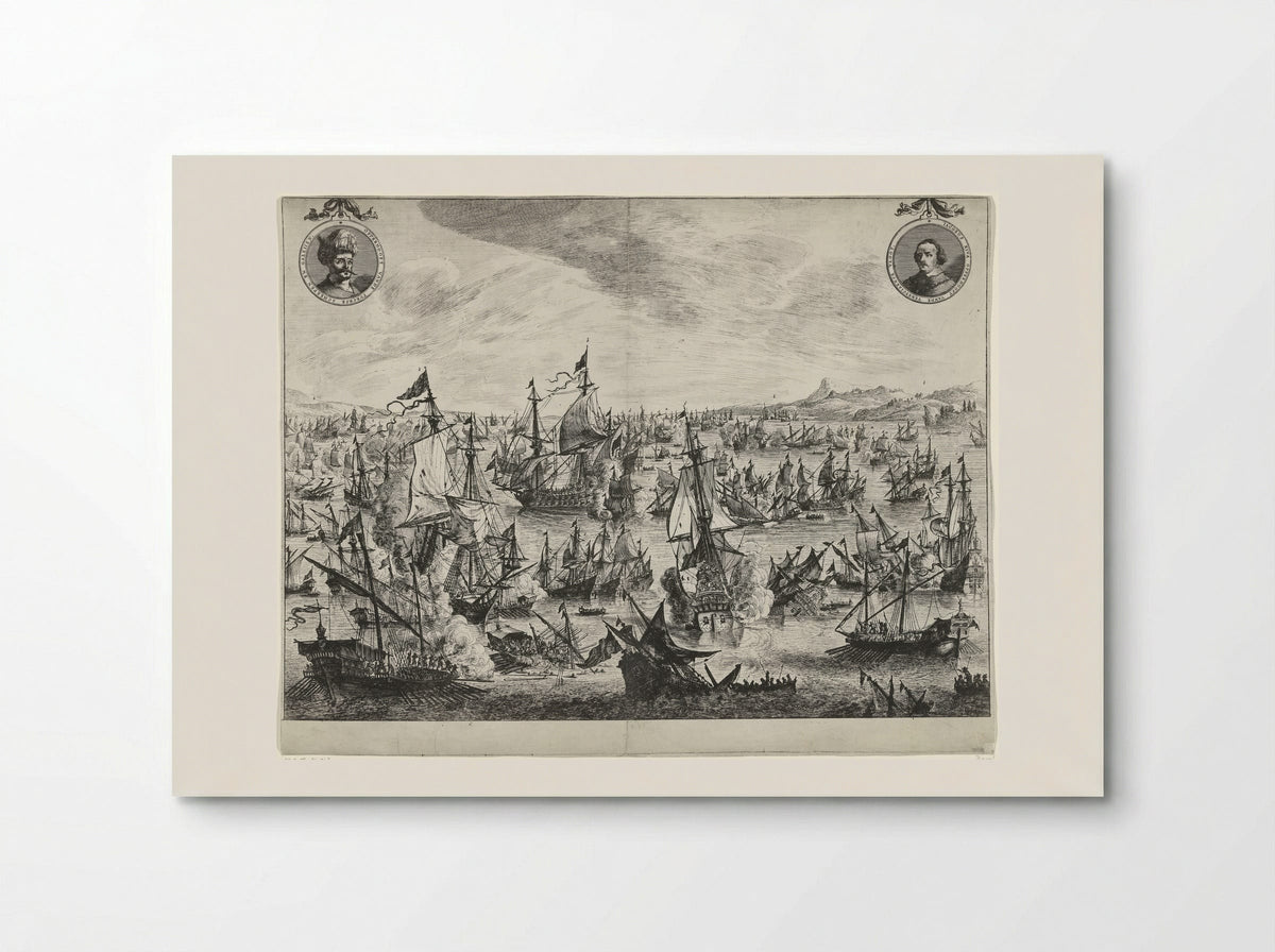 Zeeslag bij de haven van Focchies in 1649 - Pieter Nolpe - Poster