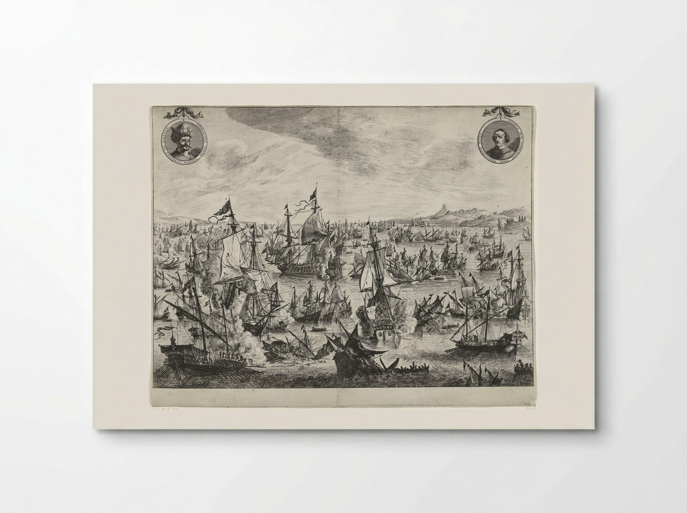 Zeeslag bij de haven van Focchies in 1649 - Pieter Nolpe - Poster