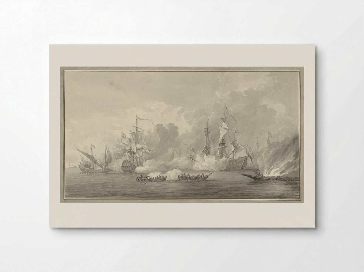 Zeeslag, mogelijk bij Kijkduin op 21 augustus 1673 - Nicolaes Muys - Poster