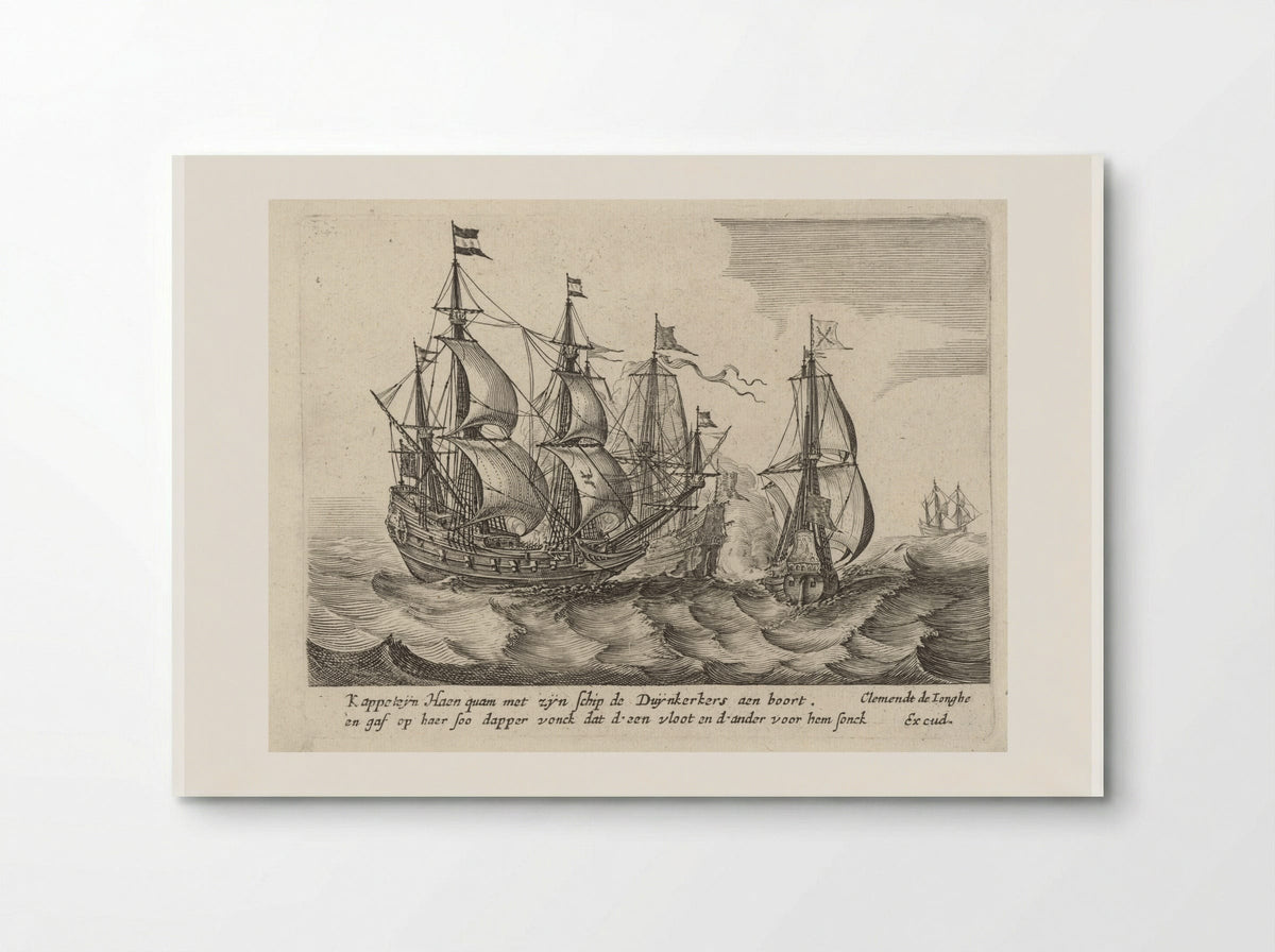 Zeeslag tussen drie zeilschepen - Salomon Savery - Poster