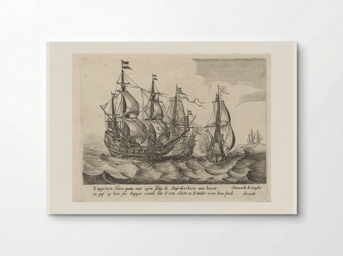Zeeslag tussen drie zeilschepen - Salomon Savery - Poster