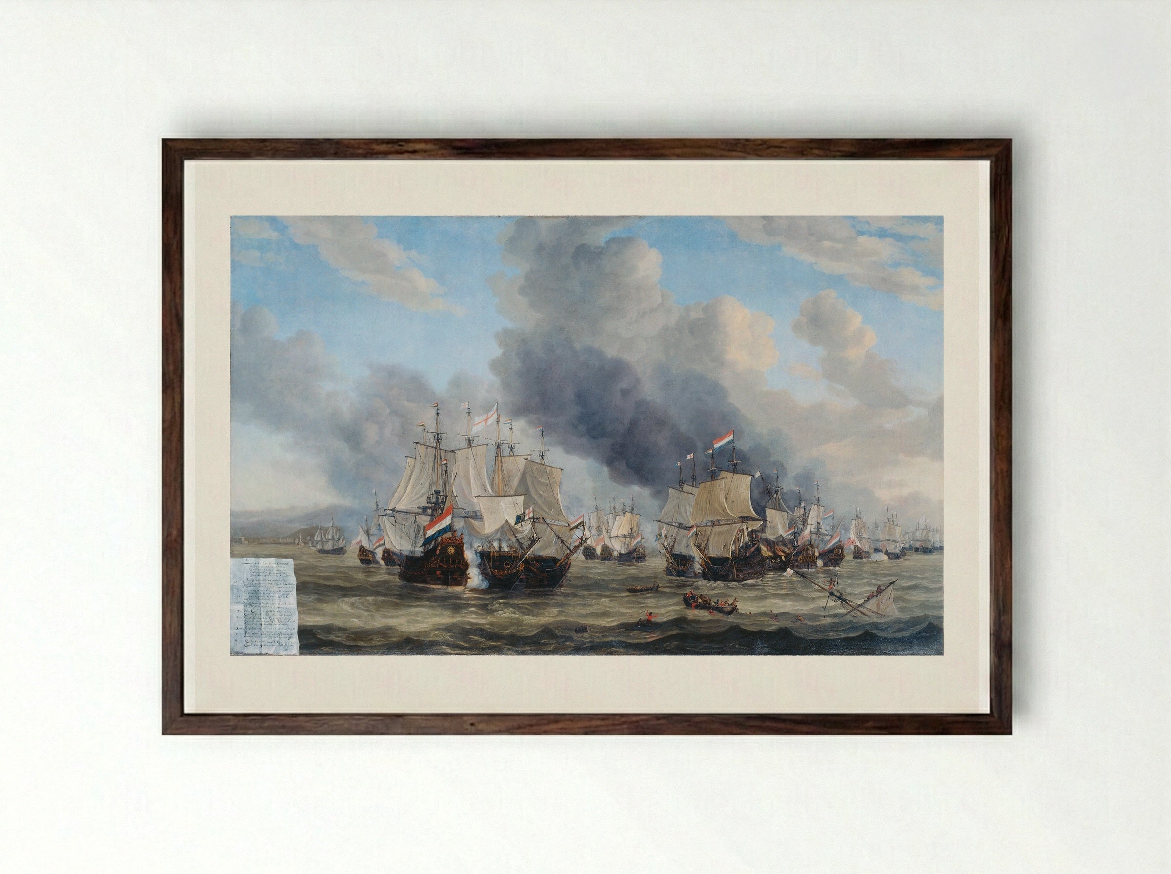 Zeeslag - Reinier Nooms - Framed Print Dark Wood