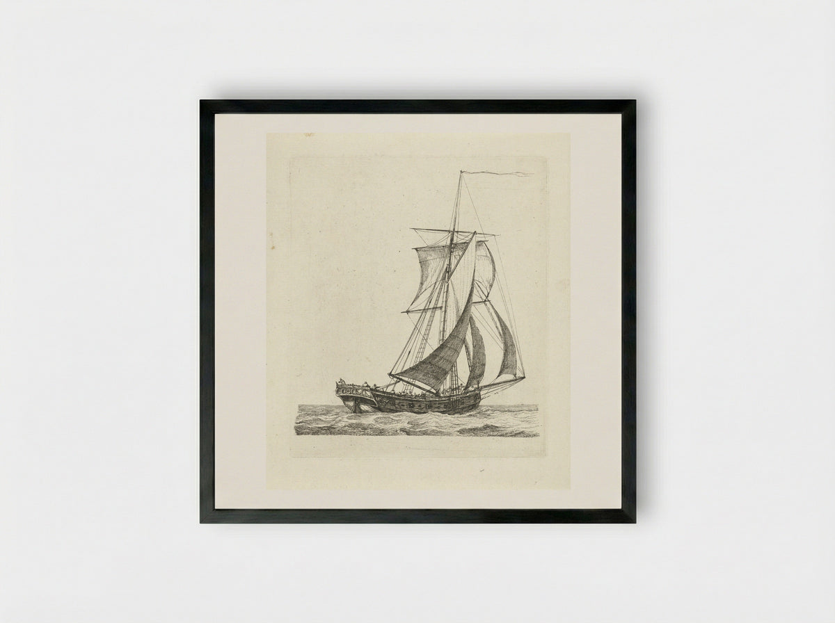 Zeilschip met wind in de zeilen - Gerrit Groenewegen - Framed Print Black