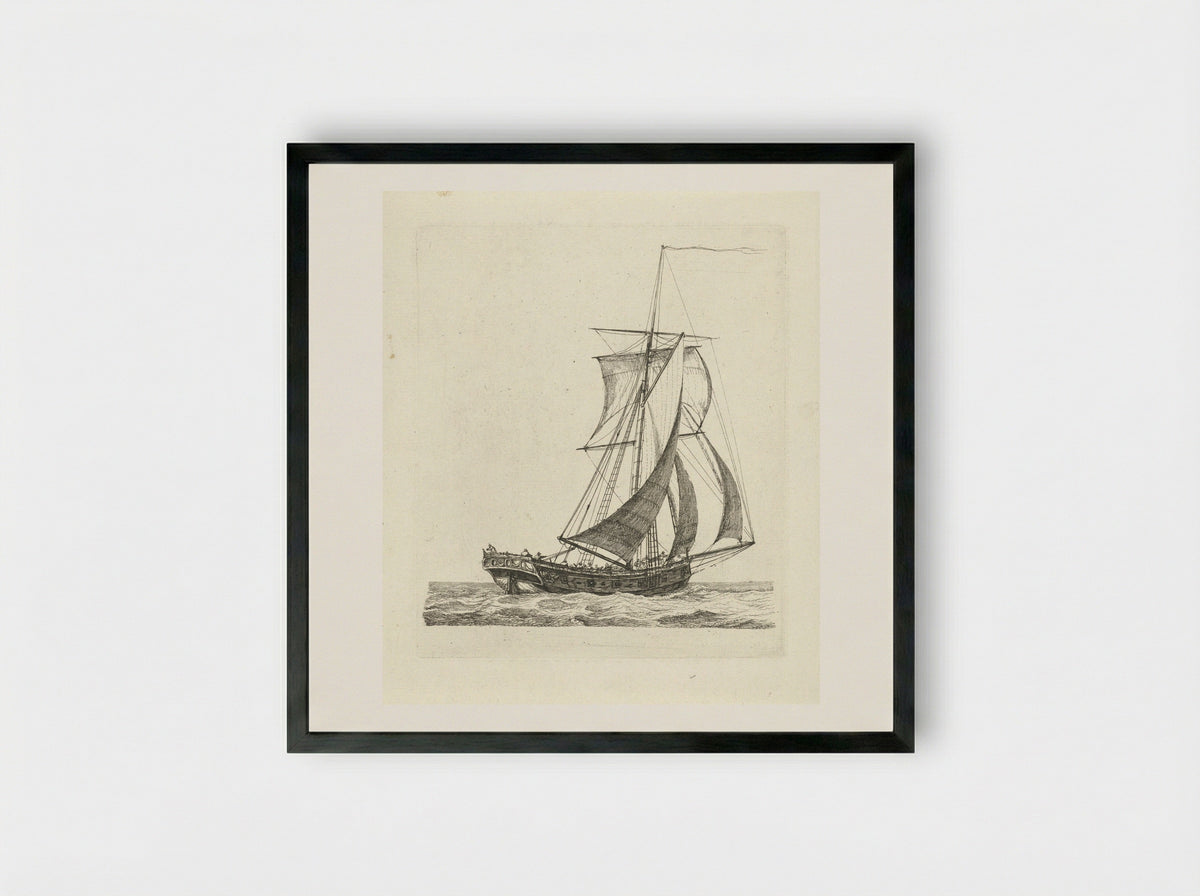 Zeilschip met wind in de zeilen - Gerrit Groenewegen - Framed Print Black