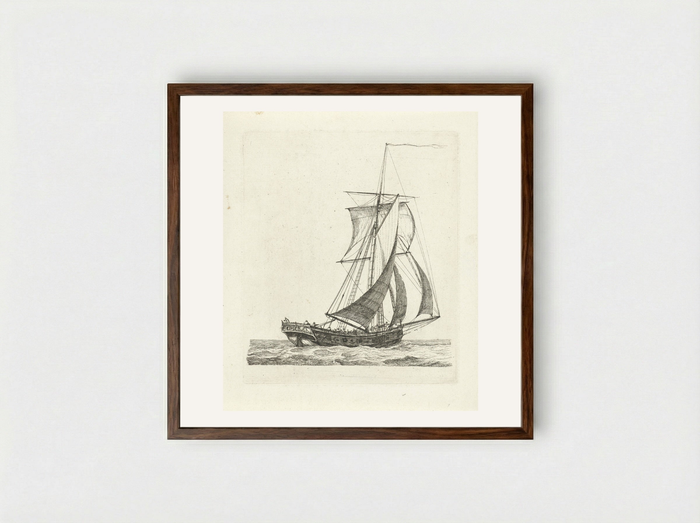 Zeilschip met wind in de zeilen - Gerrit Groenewegen - Framed Print Dark Wood
