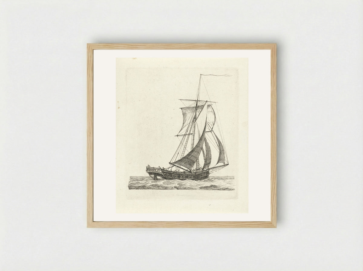 Zeilschip met wind in de zeilen - Gerrit Groenewegen - Framed Print Wood