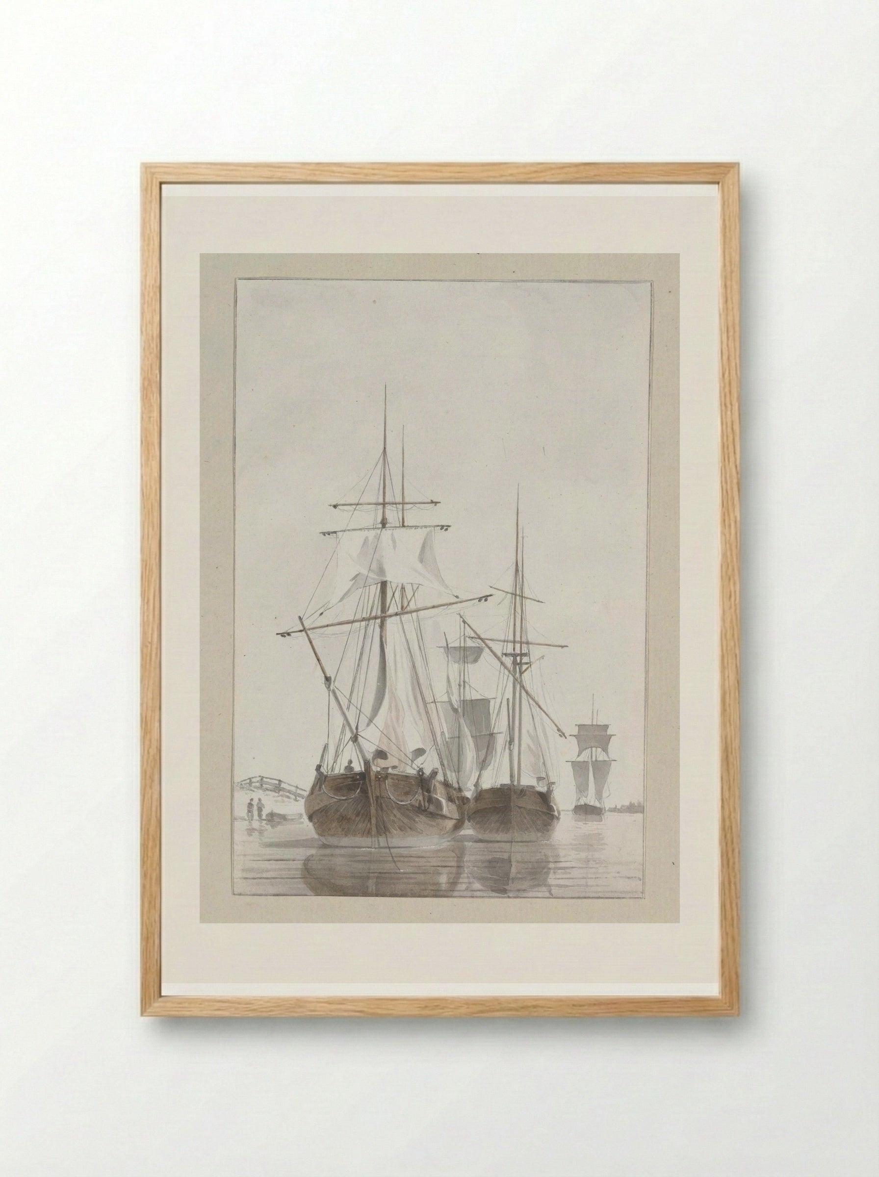 Zeilschip, van achteren gezien - Hendrik Abraham Klinkhamer - Framed Print Wood