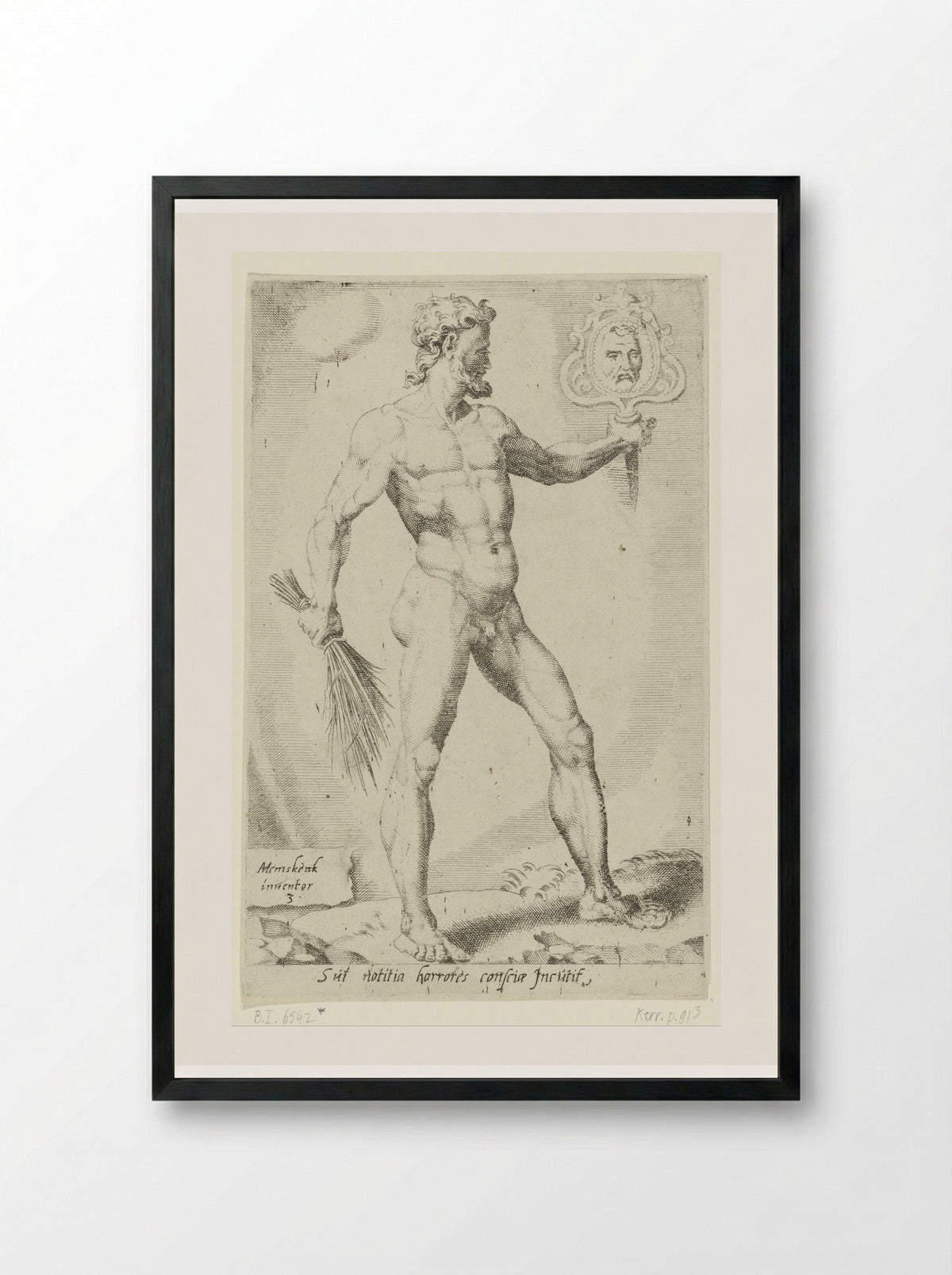 Zelfkennis inspireert het geweten met afschuw - Dirck Volckertsz. Coornhert - Framed Print Black