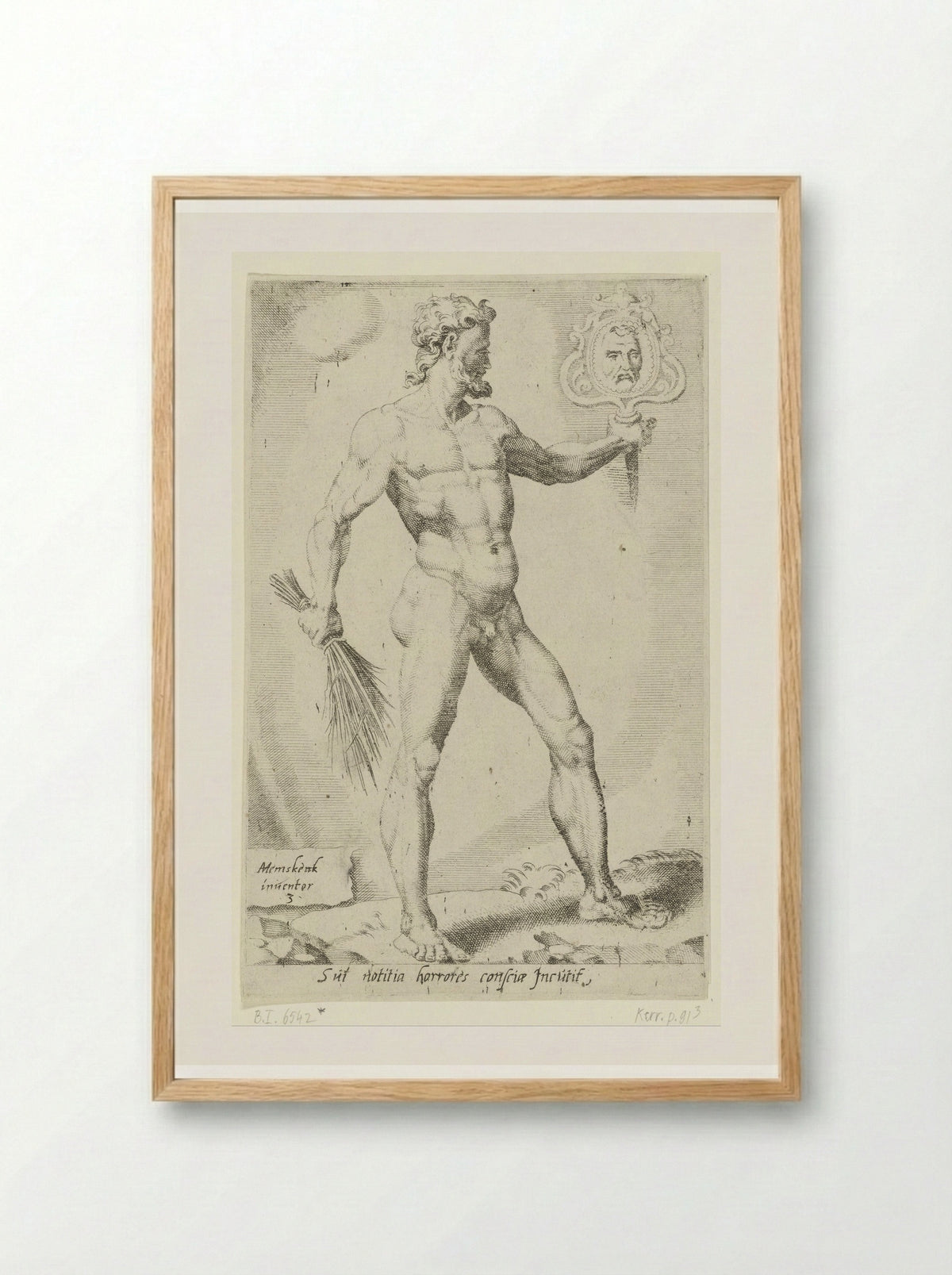 Zelfkennis inspireert het geweten met afschuw - Dirck Volckertsz. Coornhert - Framed Print Wood