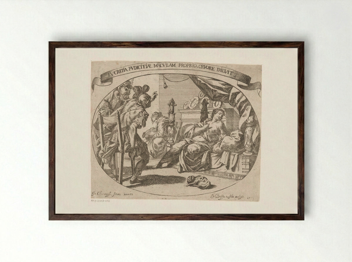 Zelfmoord van Lucretia - Johann Baptist Caspar - Framed Print Dark Wood