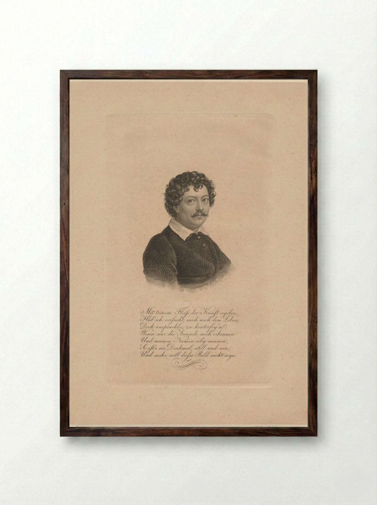 Zelfportret (Self-Portrait) - Friedrich Fleischmann - Framed Print Dark Wood