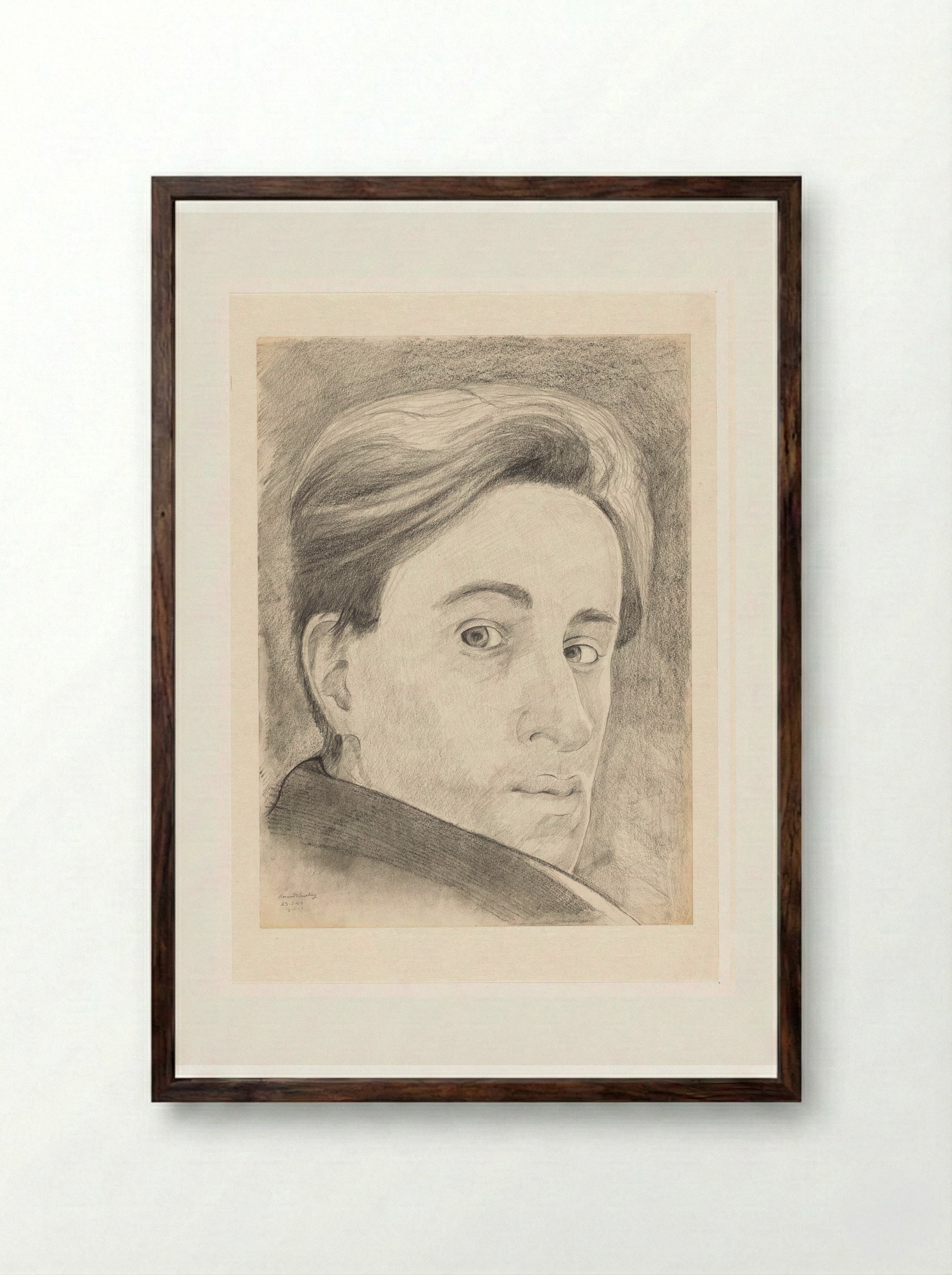 Zelfportret en face - Cor van Teeseling - Framed Print Dark Wood
