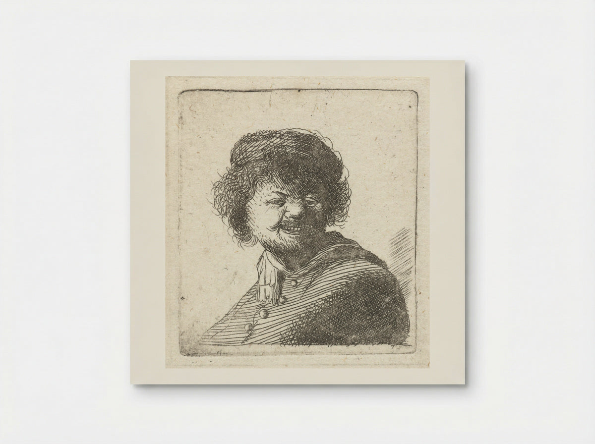 Zelfportret, lachend, met muts - Francesco Novelli - Poster