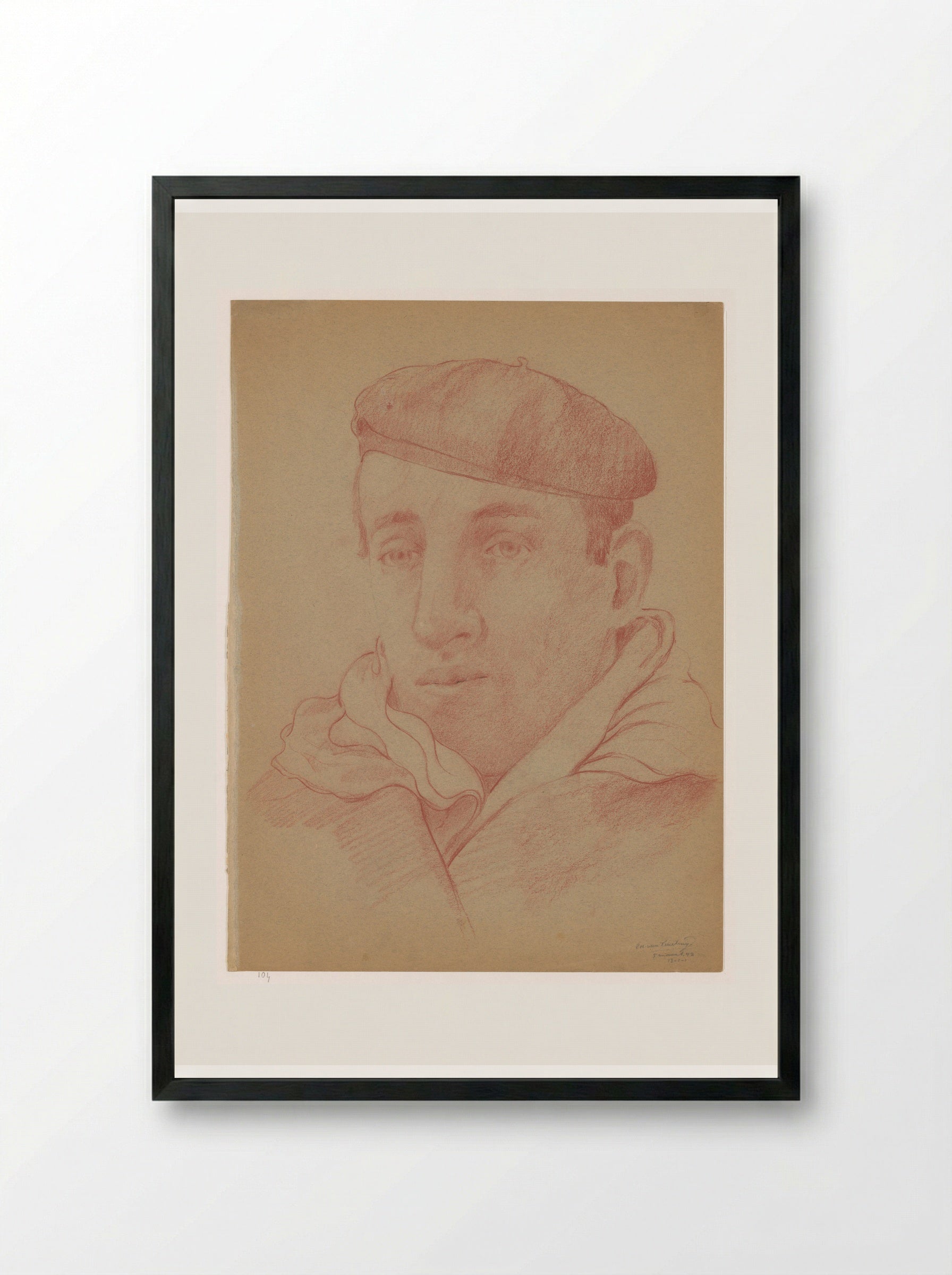 Zelfportret met alpinopet - Cor van Teeseling - Framed Print Black