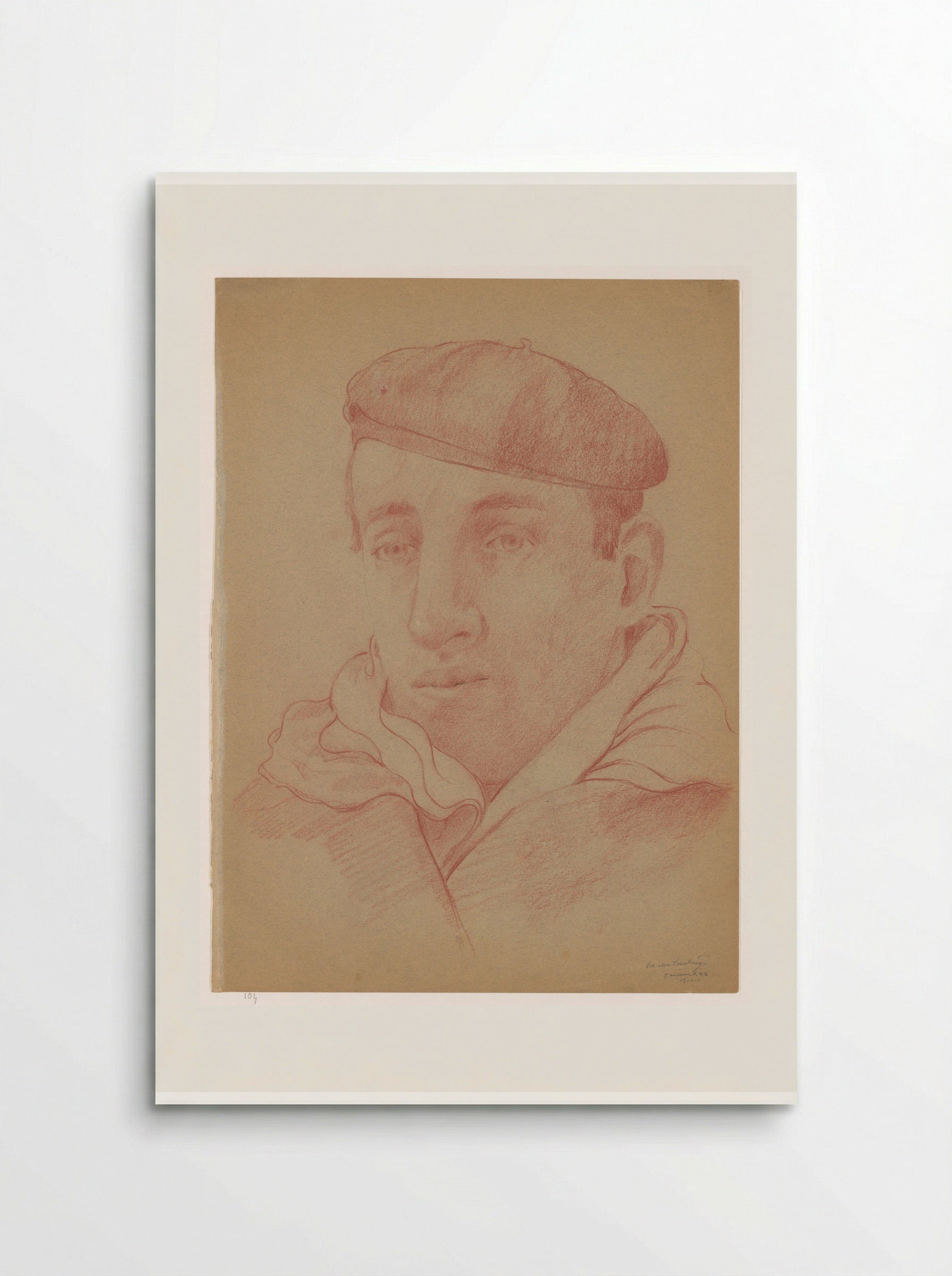 Zelfportret met alpinopet - Cor van Teeseling - Poster