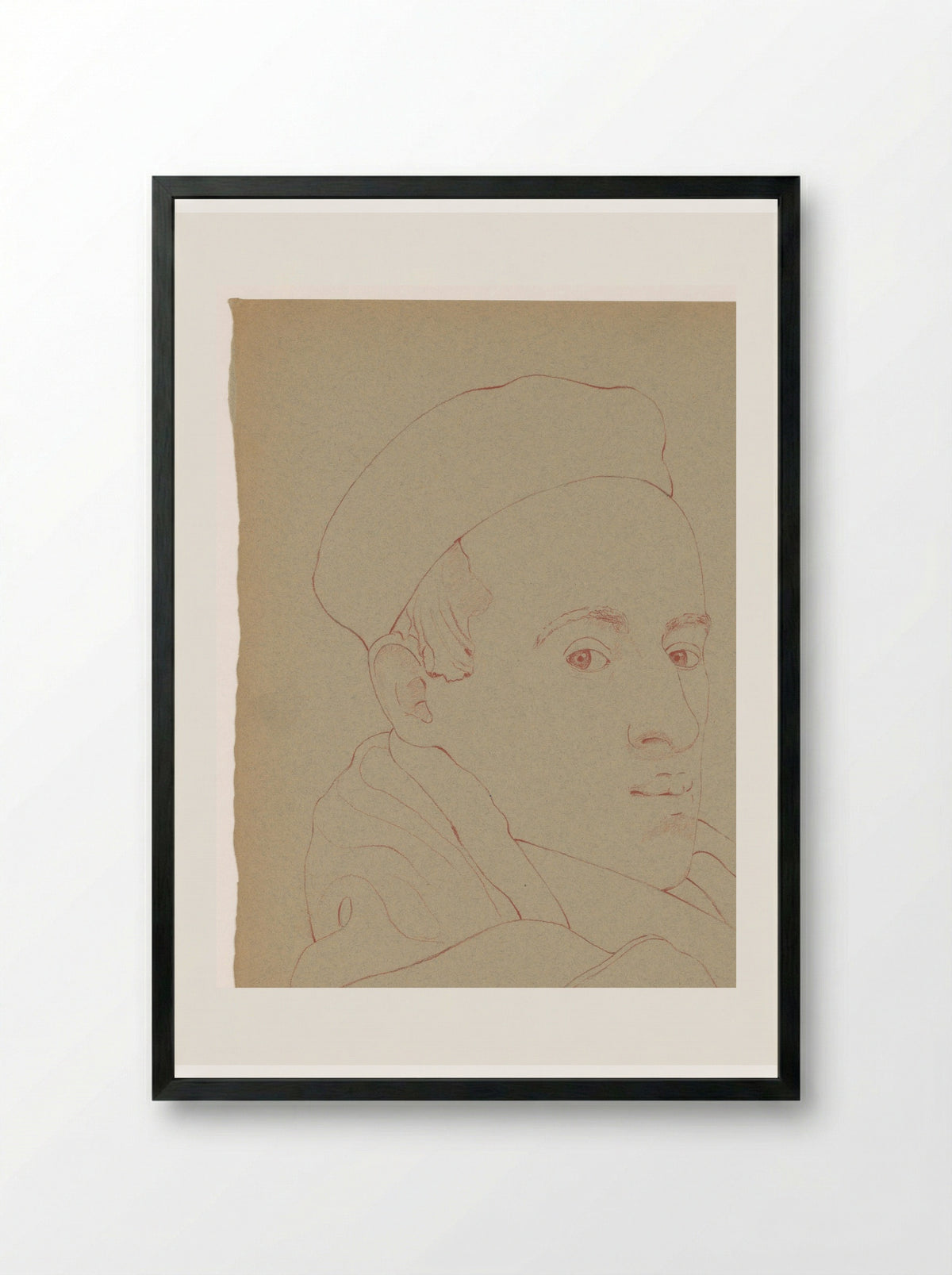 Zelfportret met pet - Cor van Teeseling - Framed Print Black