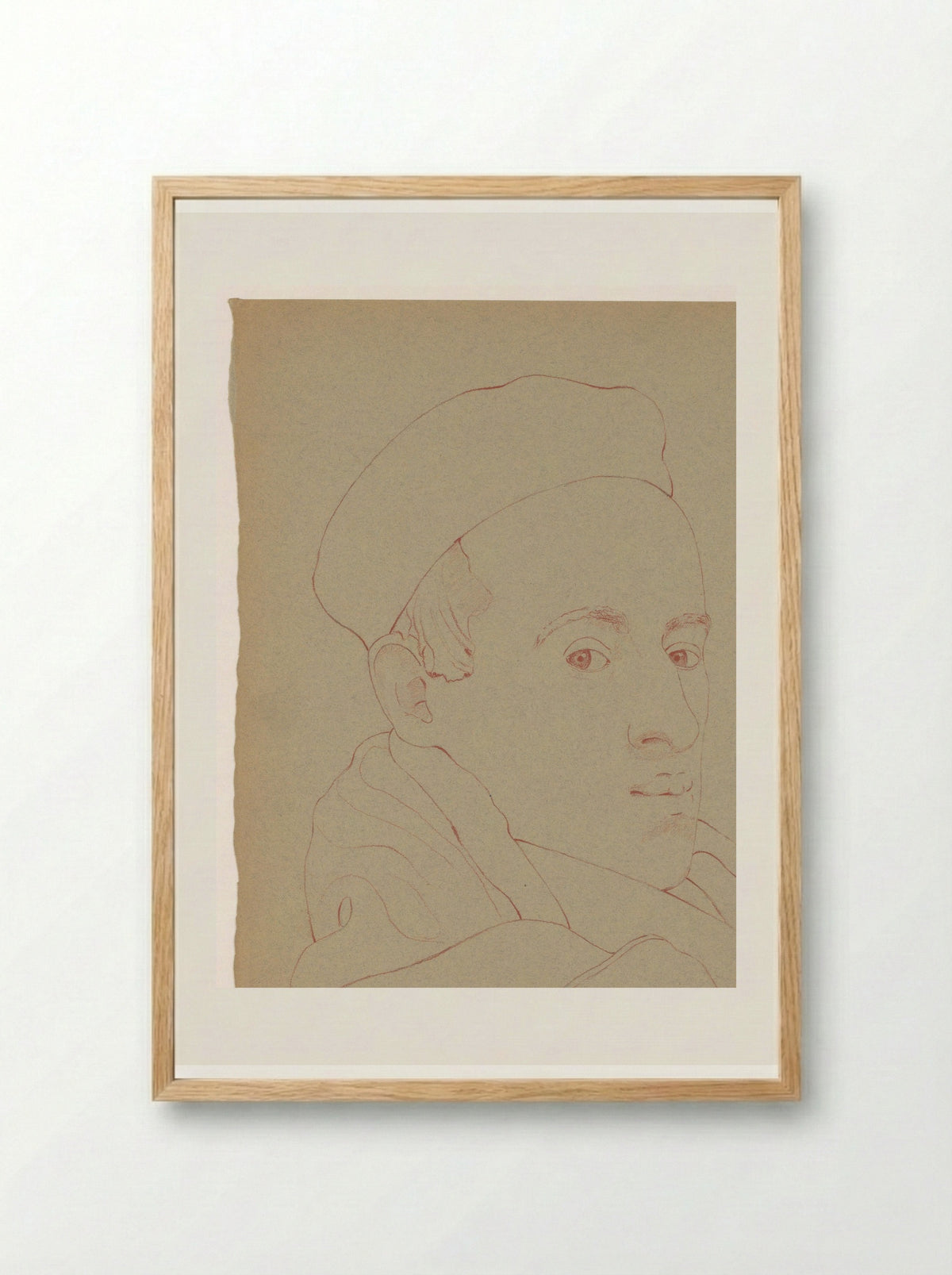 Zelfportret met pet - Cor van Teeseling - Framed Print Wood