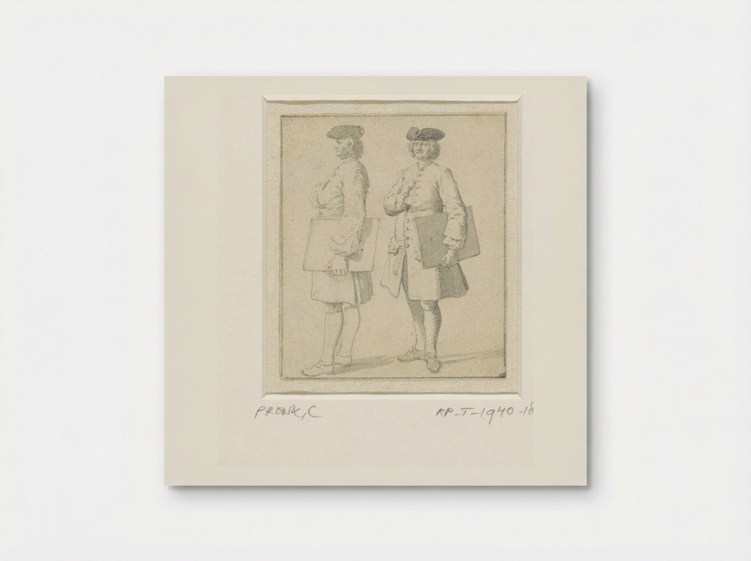 Zelfportret staande met portefeuille, twee maal - Cornelis Pronk - Poster