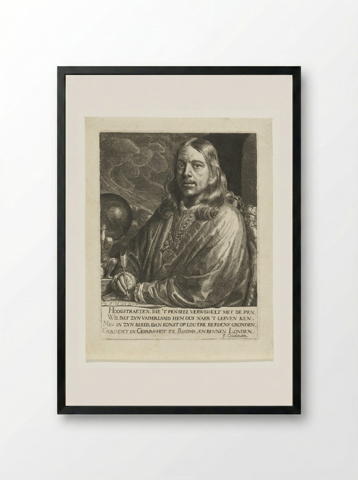 Zelfportret - François van Hoogstraten - Framed Print Black