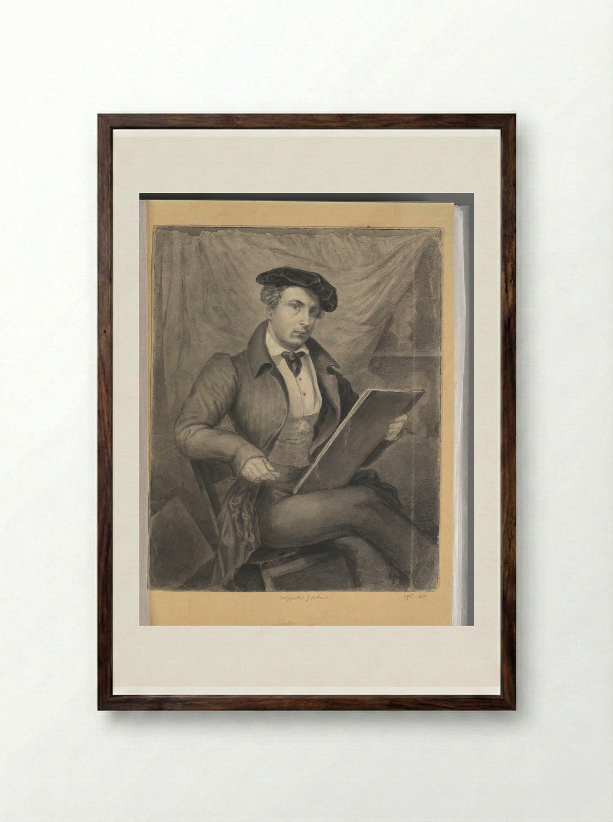 Zelfportret - Johann Wilhelm Kaiser - Framed Print Dark Wood