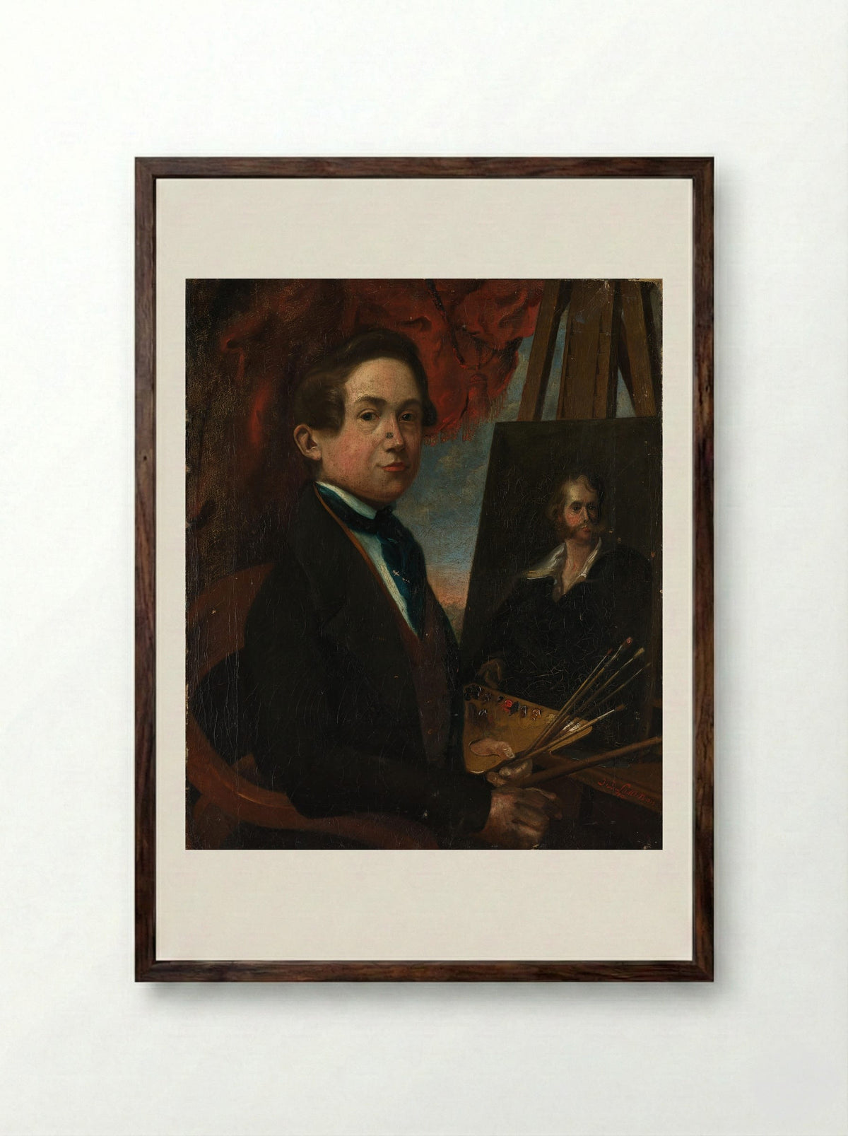 Zelfportret - Johannes Daniël Susan - Framed Print Dark Wood