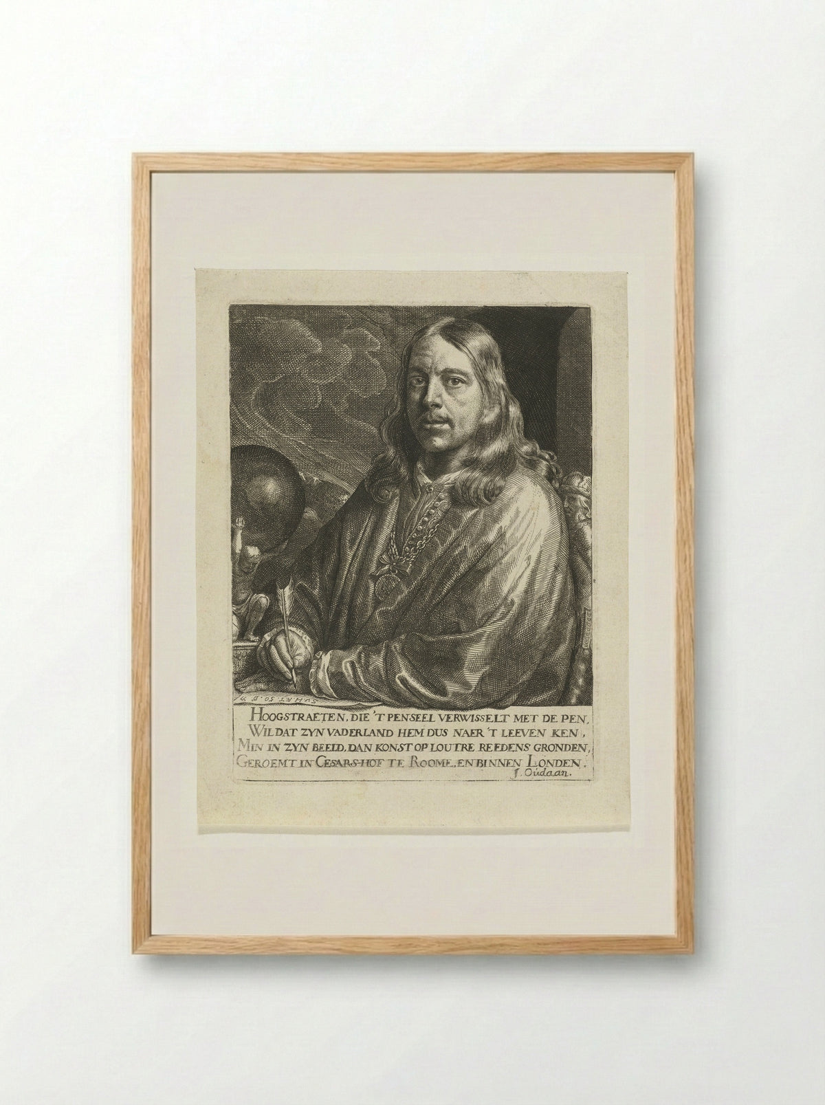 Zelfportret - François van Hoogstraten - Framed Print Wood