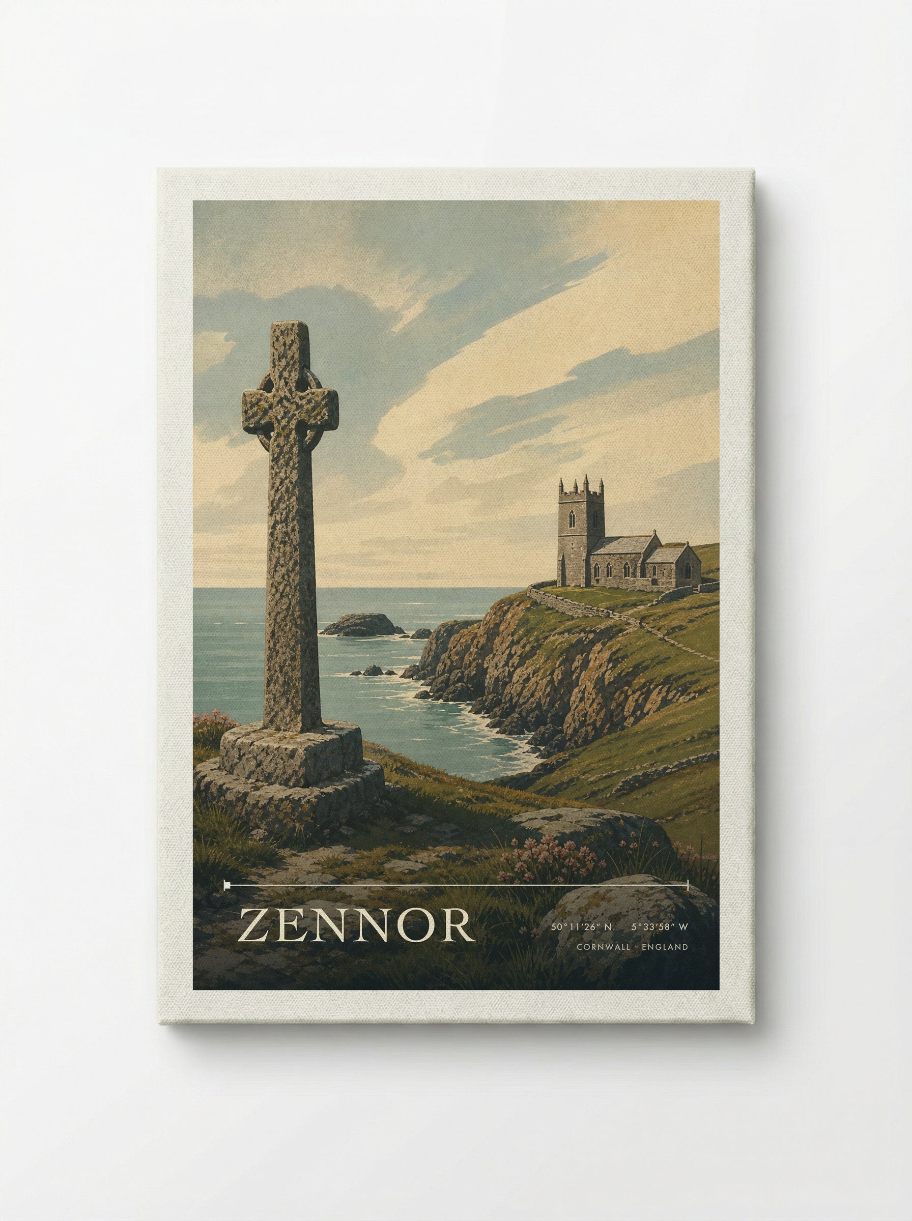 Zennor Cornwall England Travel Poster - Canvas