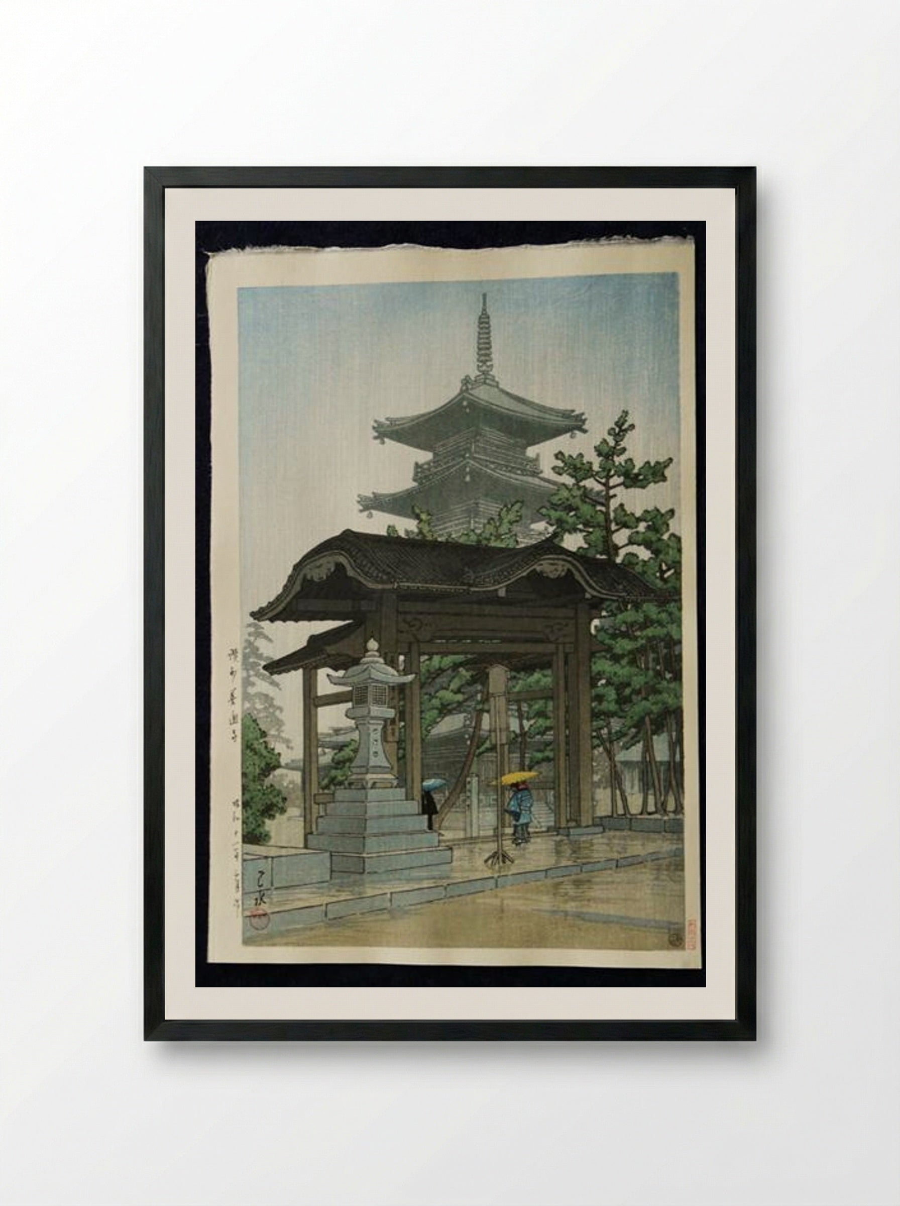 Zentsu Temple in Sanshu - Hasui Kawase - Framed Print Black